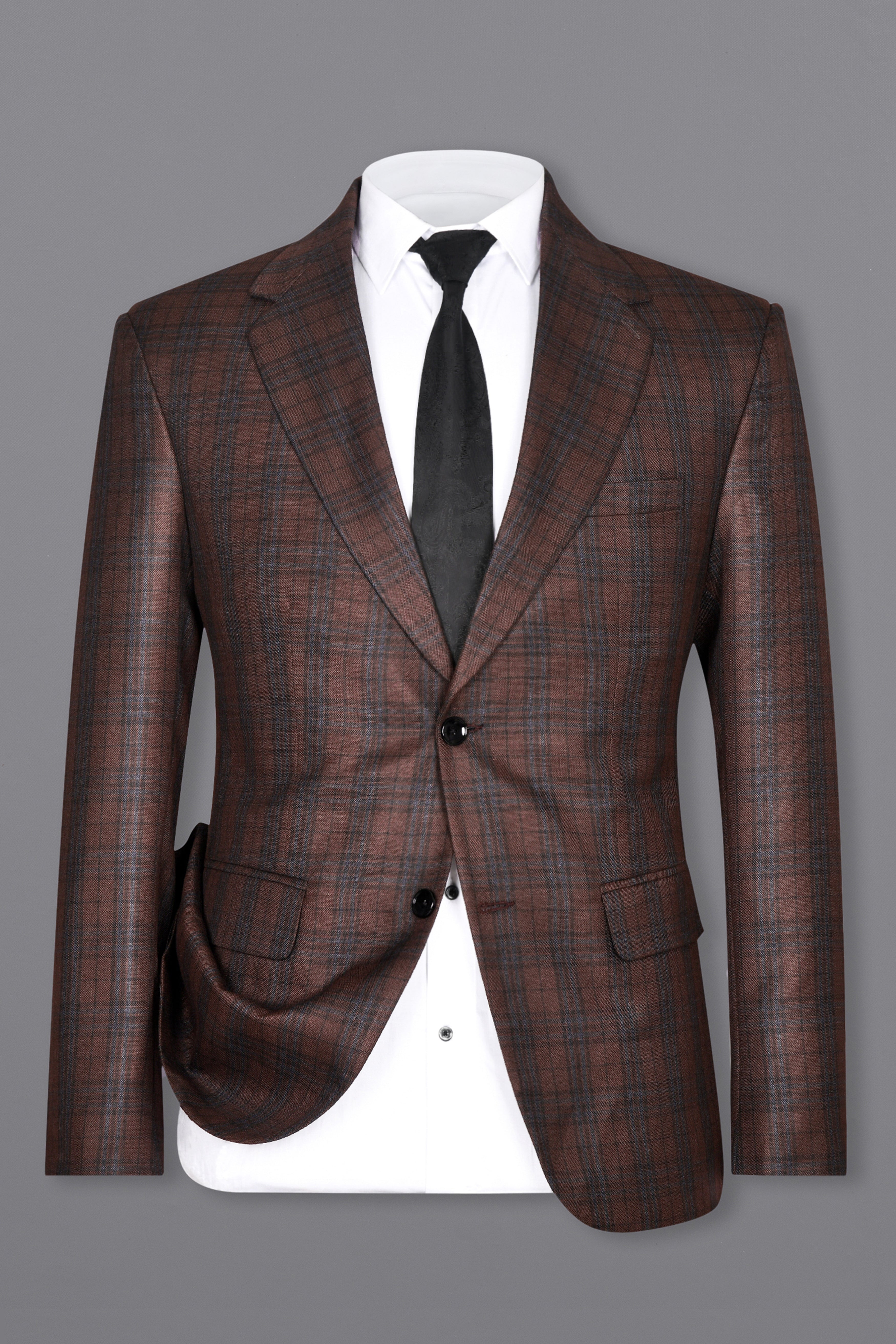 Gingerbread Plaid Wool blend Blazer
