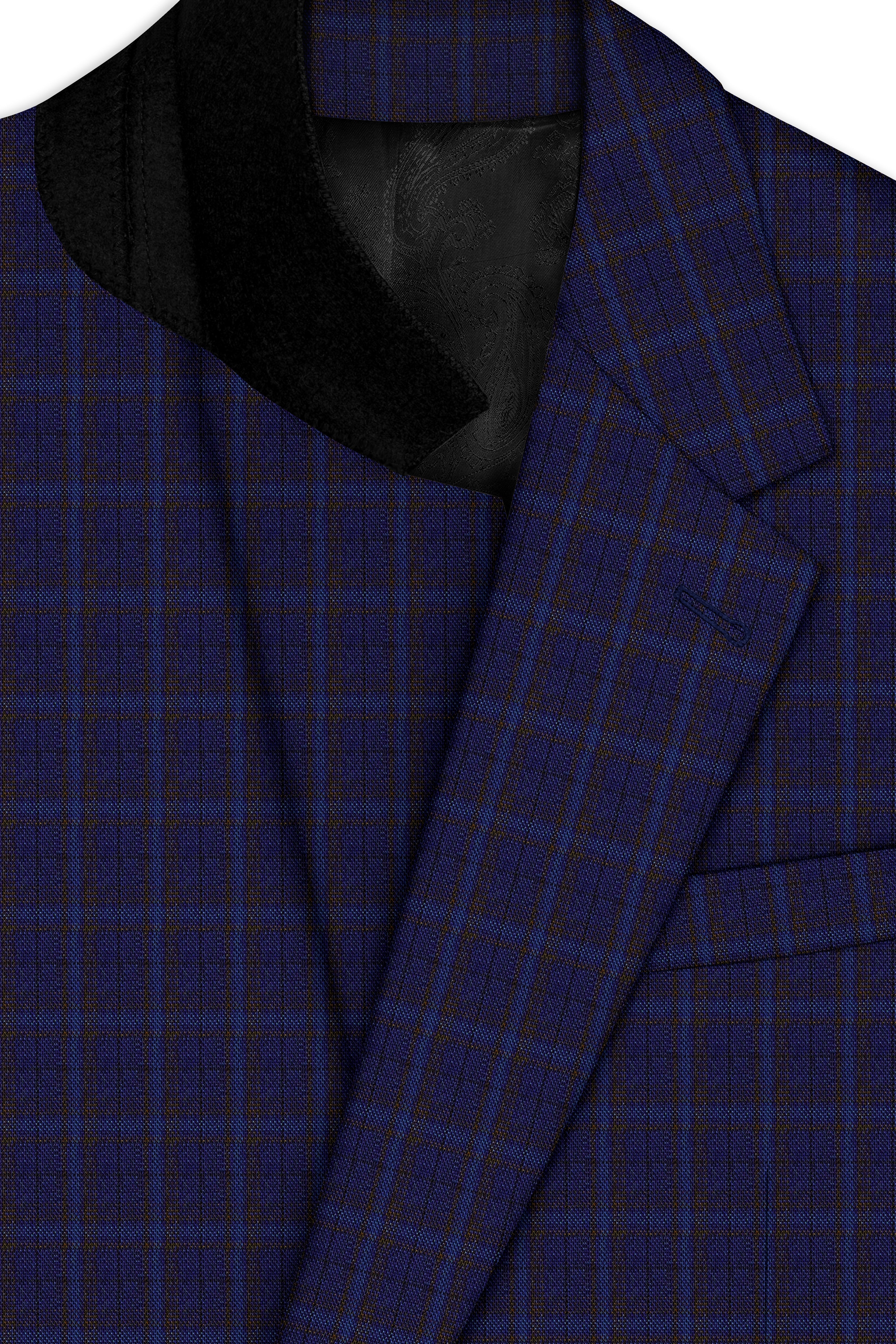 Plaivoro-Halti Blue Plaid Wool Rich Single Breasted Blazer