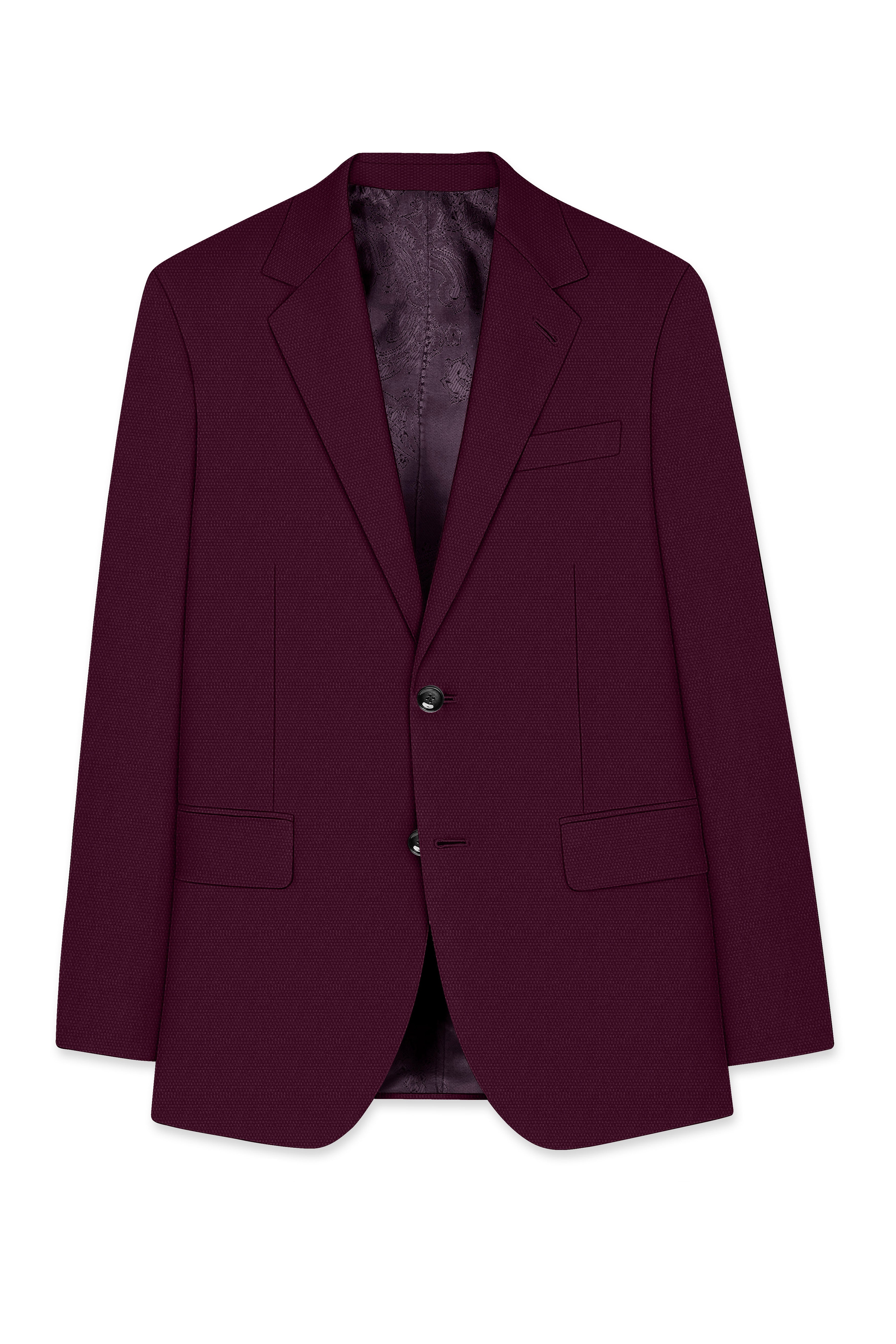Auremar-Barossa Maroon Textured Wool Rich Single Breasted Blazer