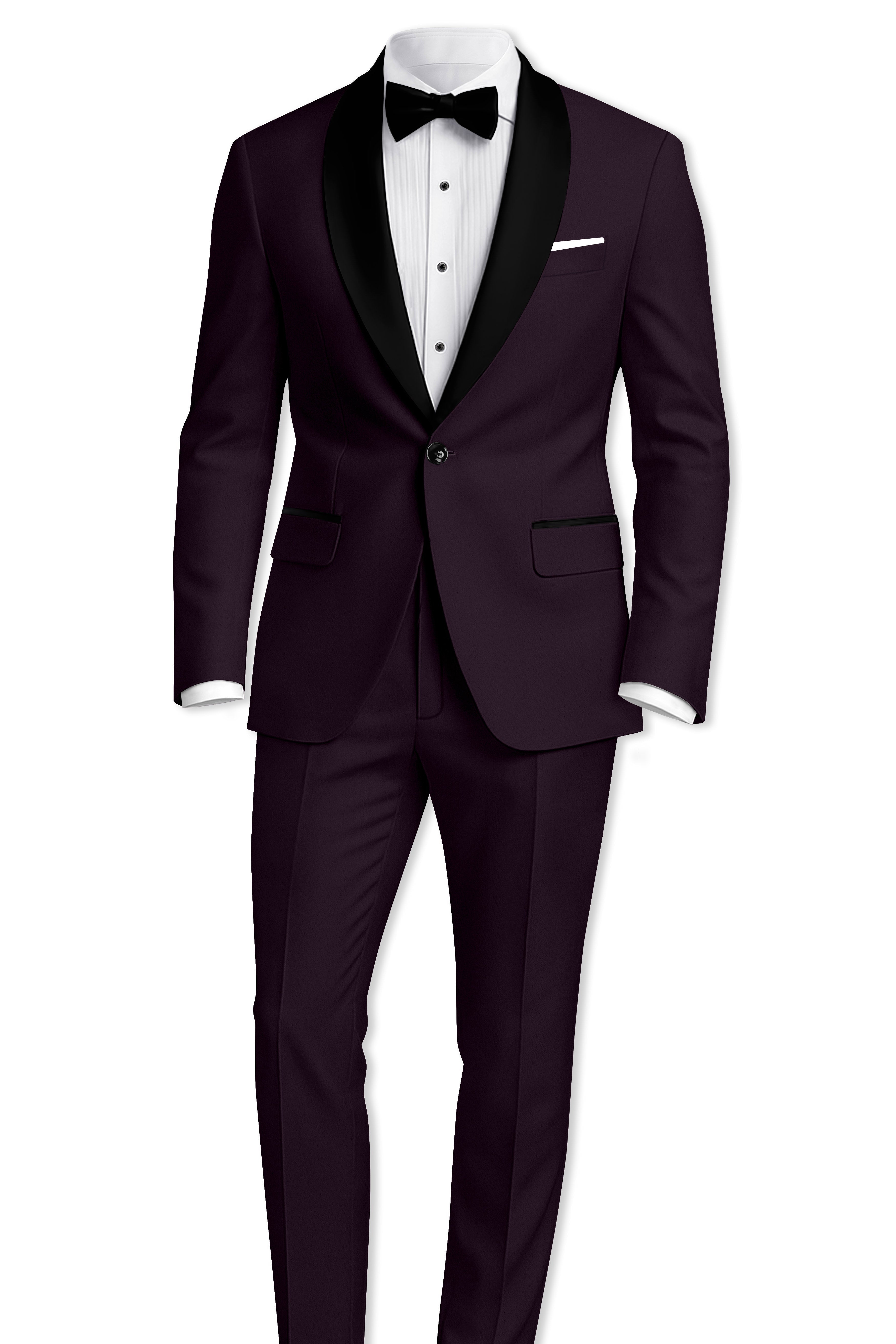Marenzo-Korean Seal Maroon 4-Way Stretch Wrinkle-Free Wool Rich Tuxedo Blazer