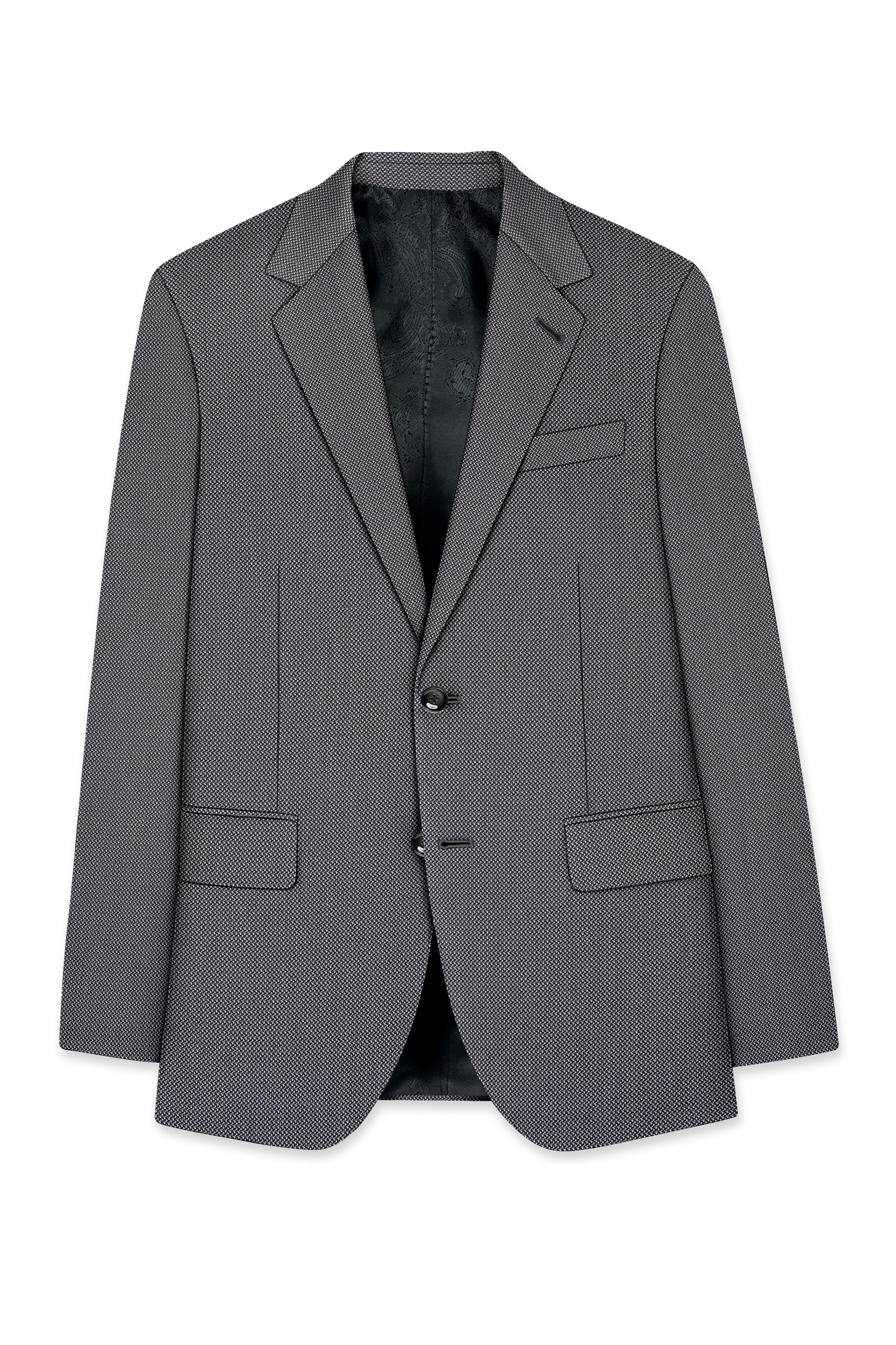 Cinerro-Dova Gray Textured Wool Rich Single Breasted Blazer
