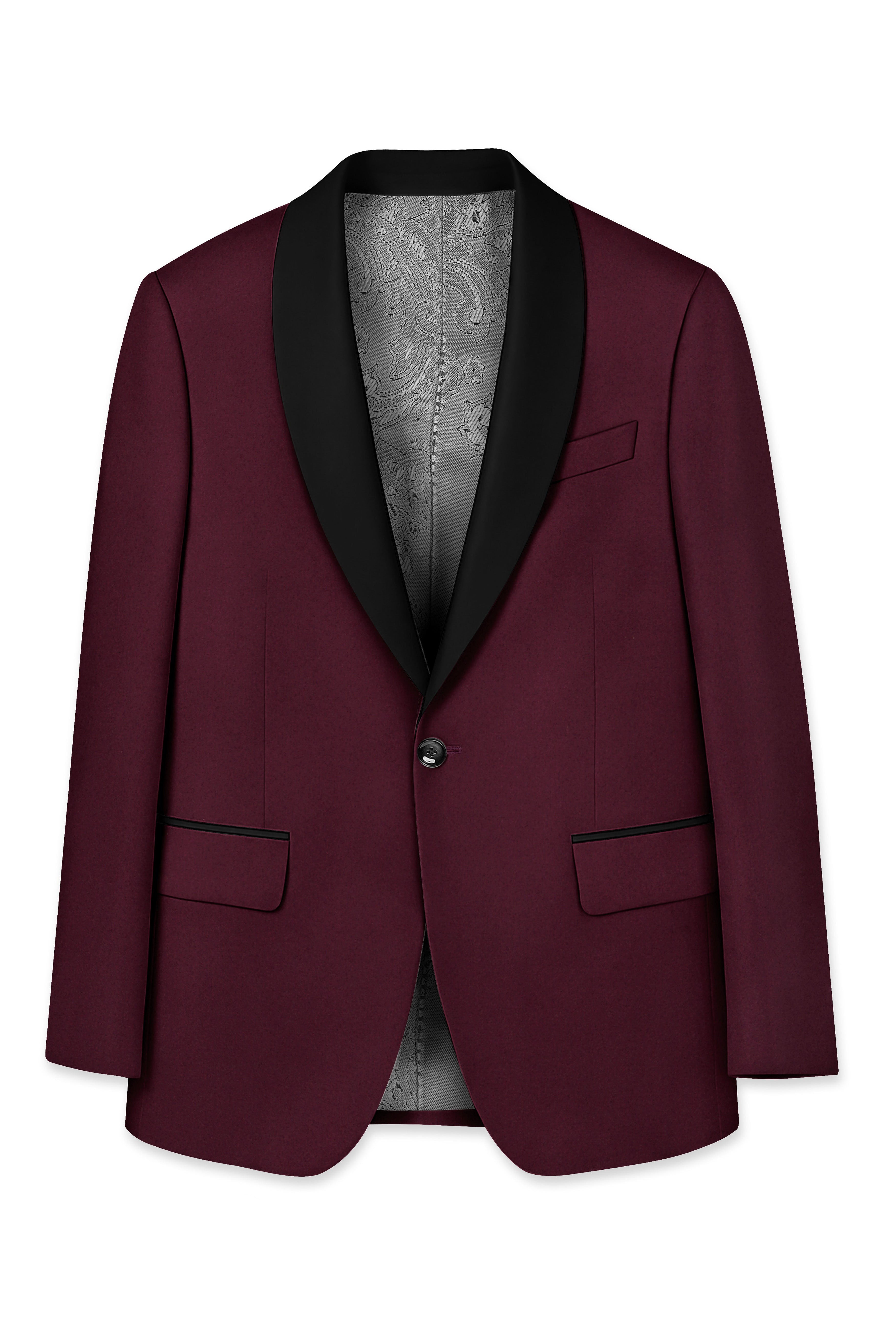 Flexmaro-Korean Crater Maroon 4-Way Stretch Wool Rich Tuxedo Blazer