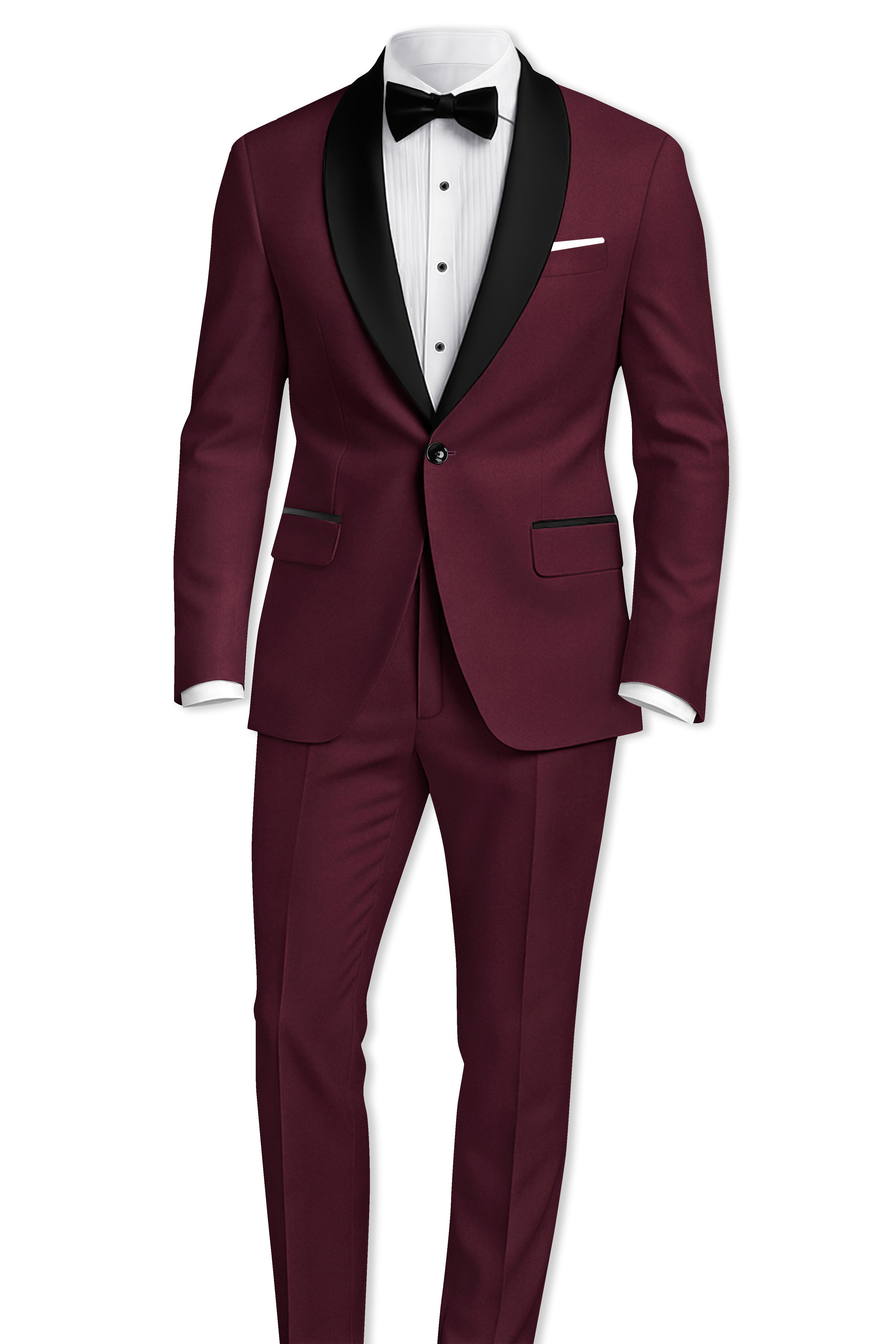 Flexmaro-Korean Crater Maroon 4-Way Stretch Wrinkle-Free Wool Rich Tuxedo Blazer