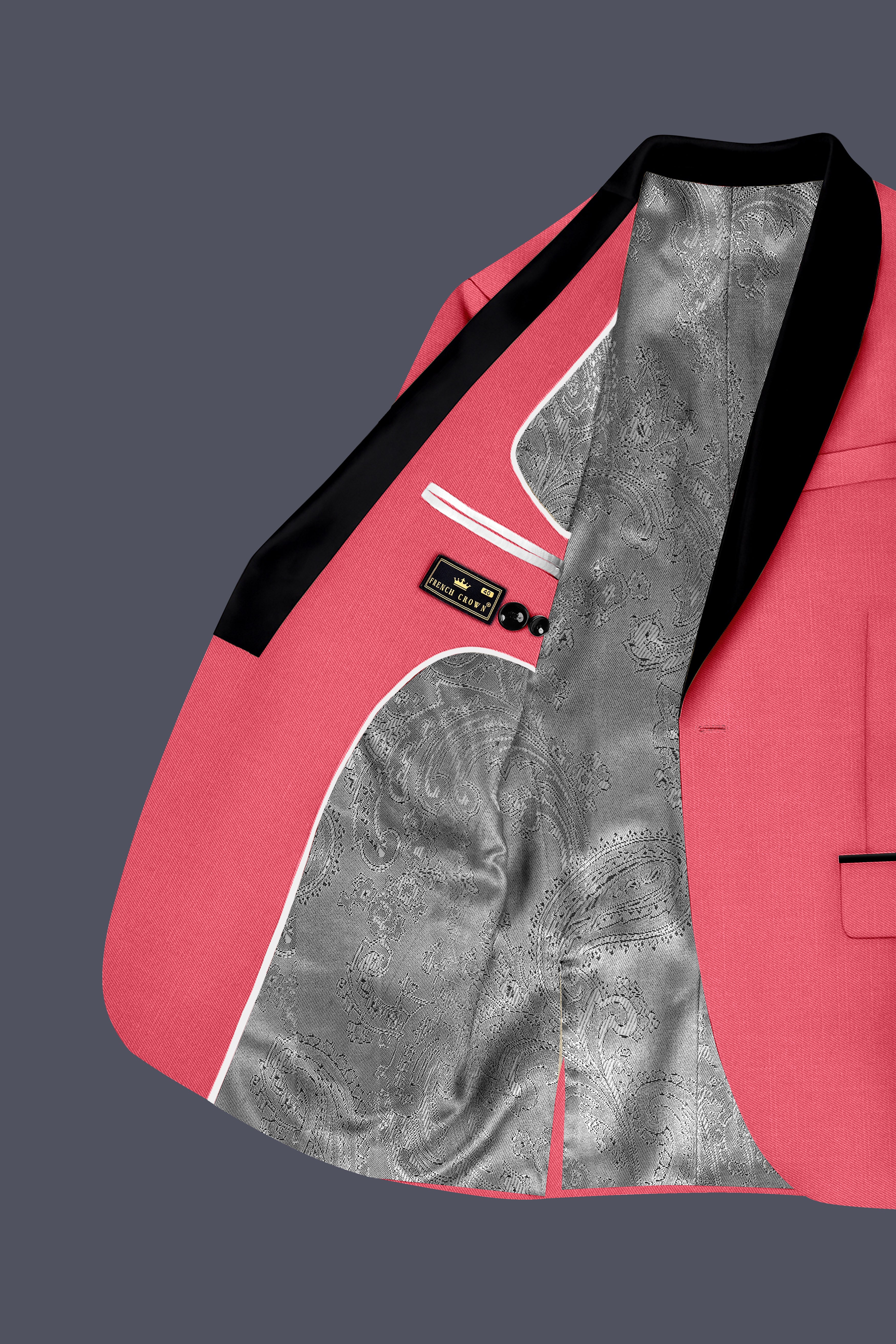 Aurerosa-Roman Pink Wool Rich Tuxedo Slight Stretch Blazer