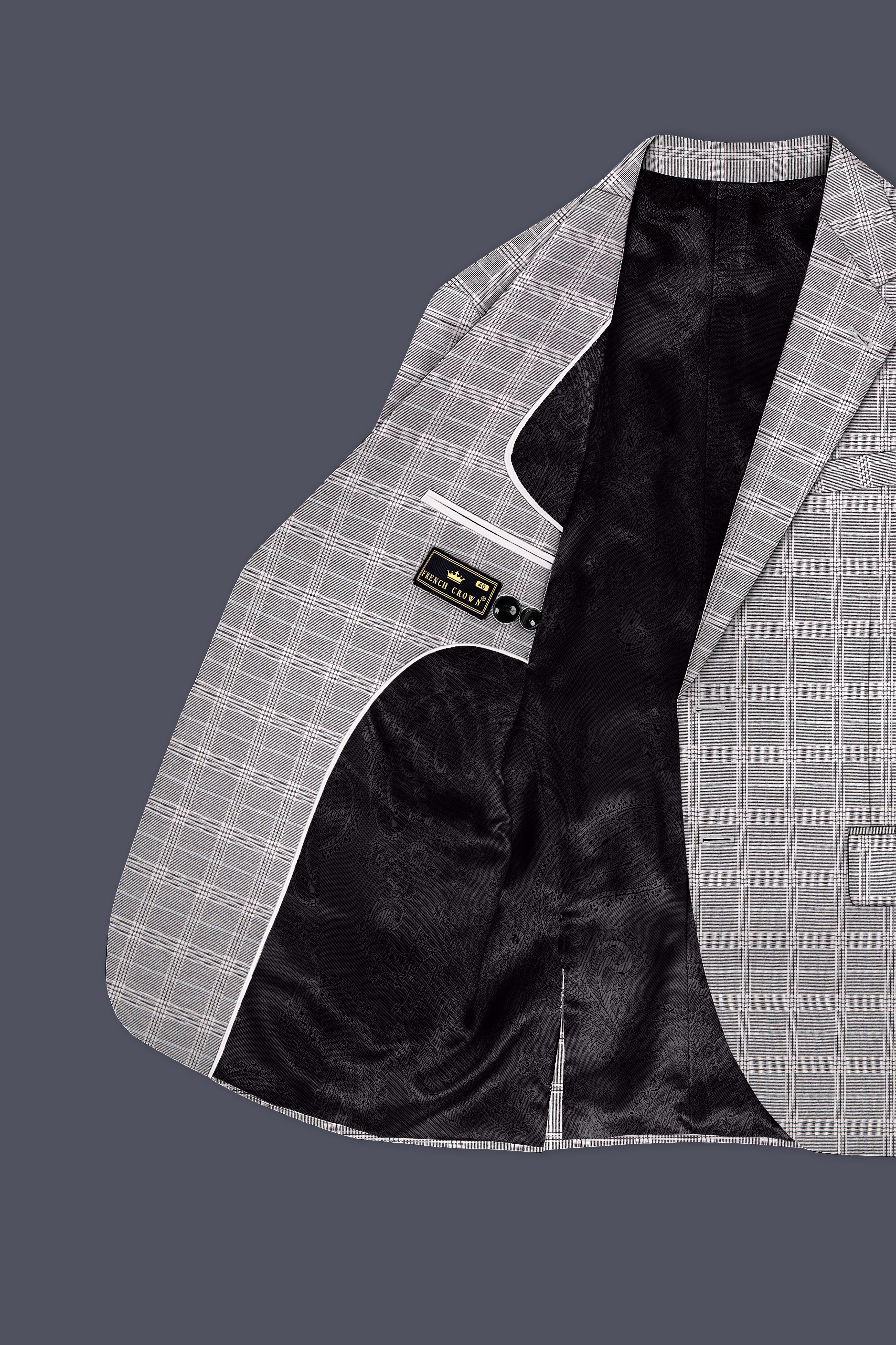 Noblero-Nobel Gray Plaid Wool Rich Single Breasted Blazer