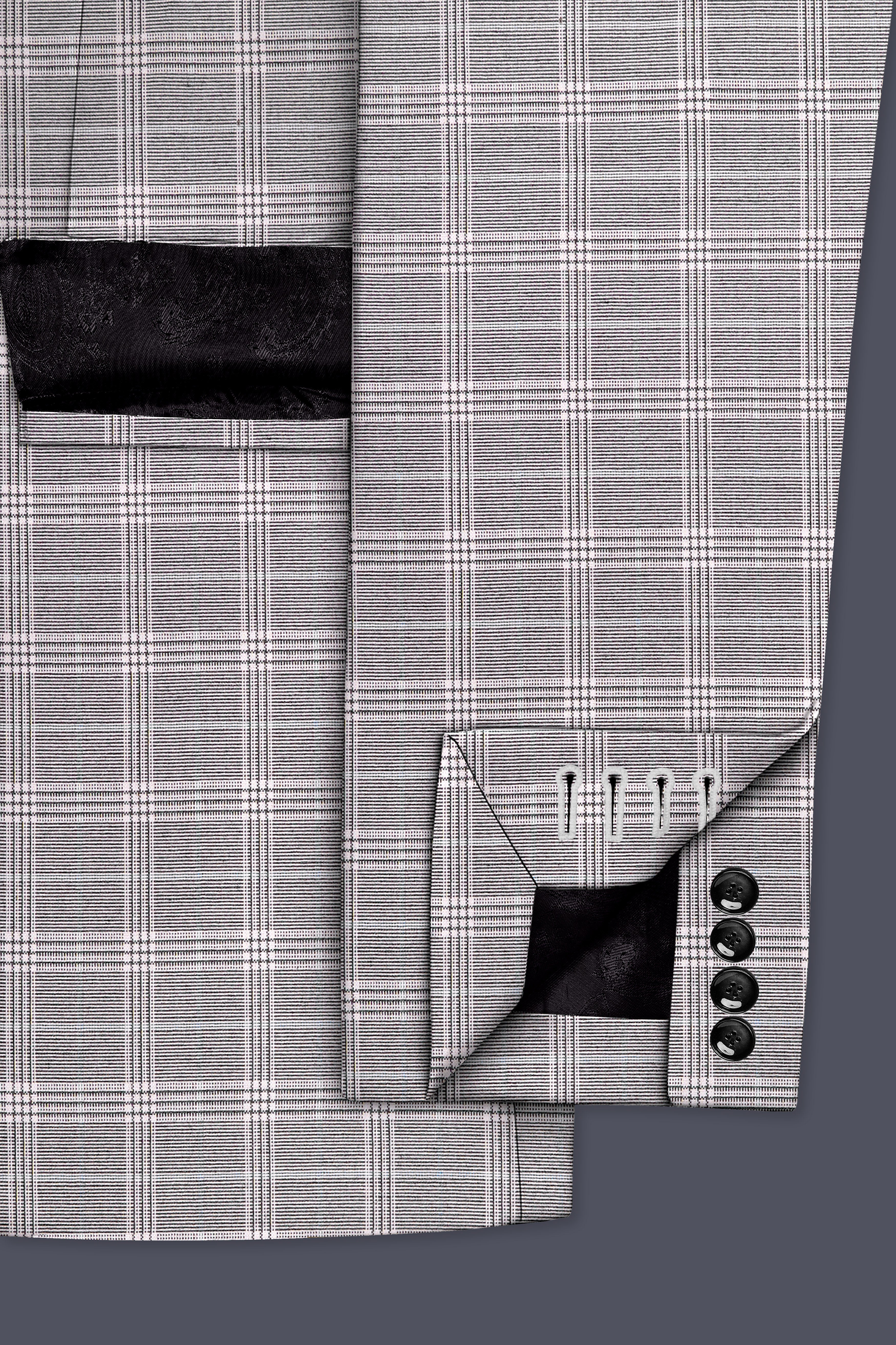 Noblero-Nobel Gray Plaid Wool Rich Single Breasted Blazer