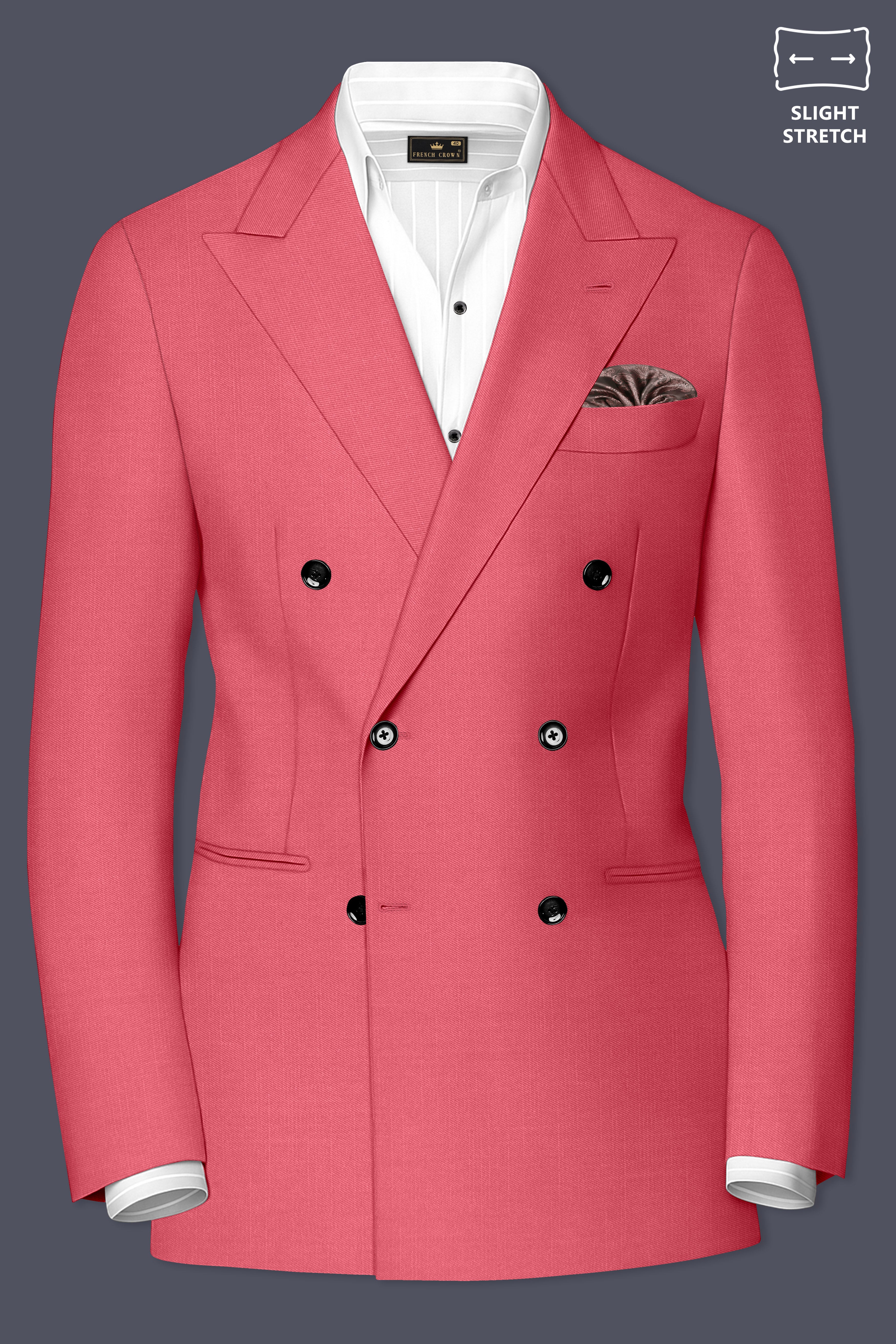 Aurerosa-Roman Pink Wool Rich Double Breasted Slight Stretch Blazer