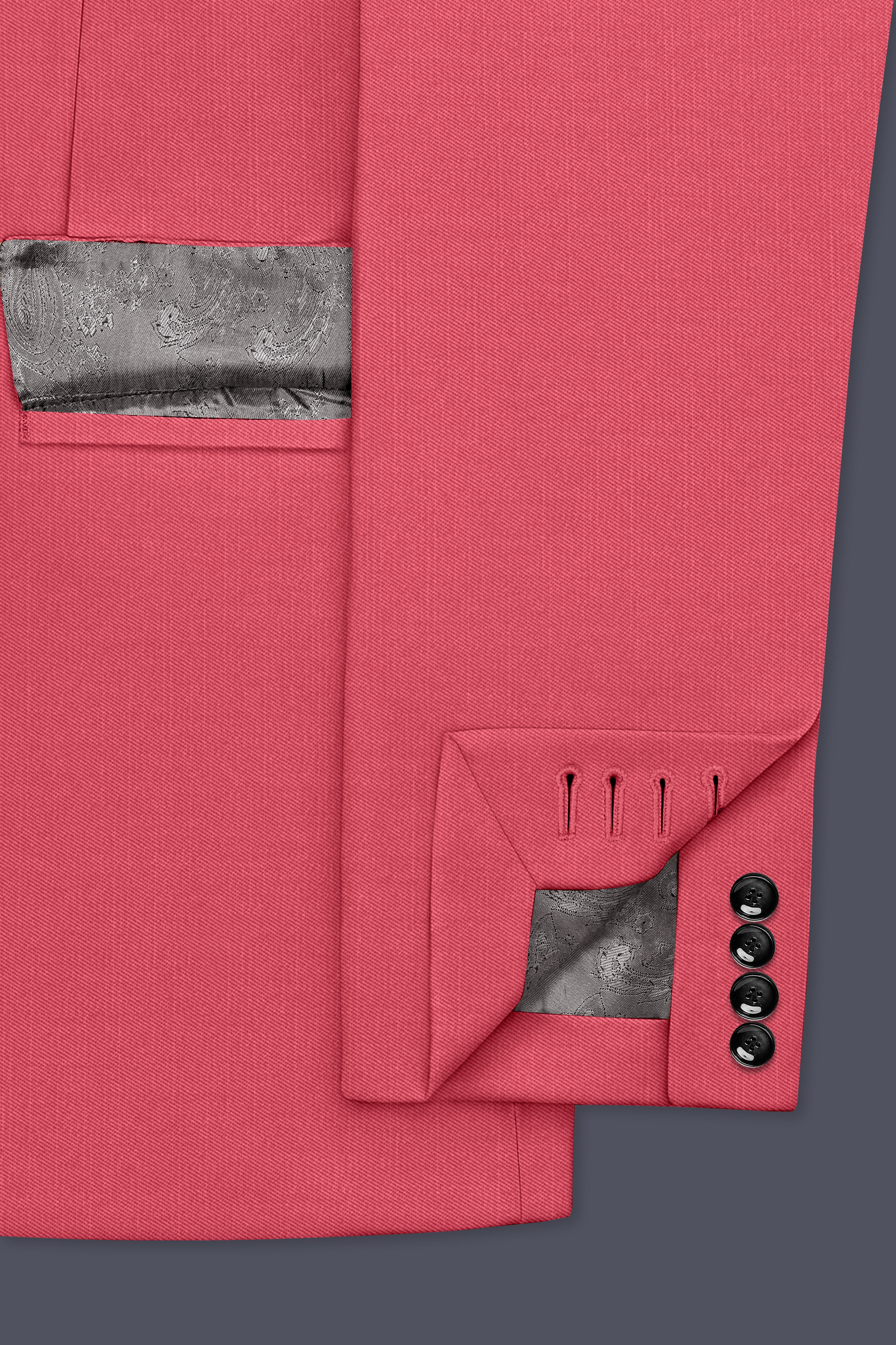 Aurerosa-Roman Pink Wool Rich Single Breasted Slight Stretch Blazer