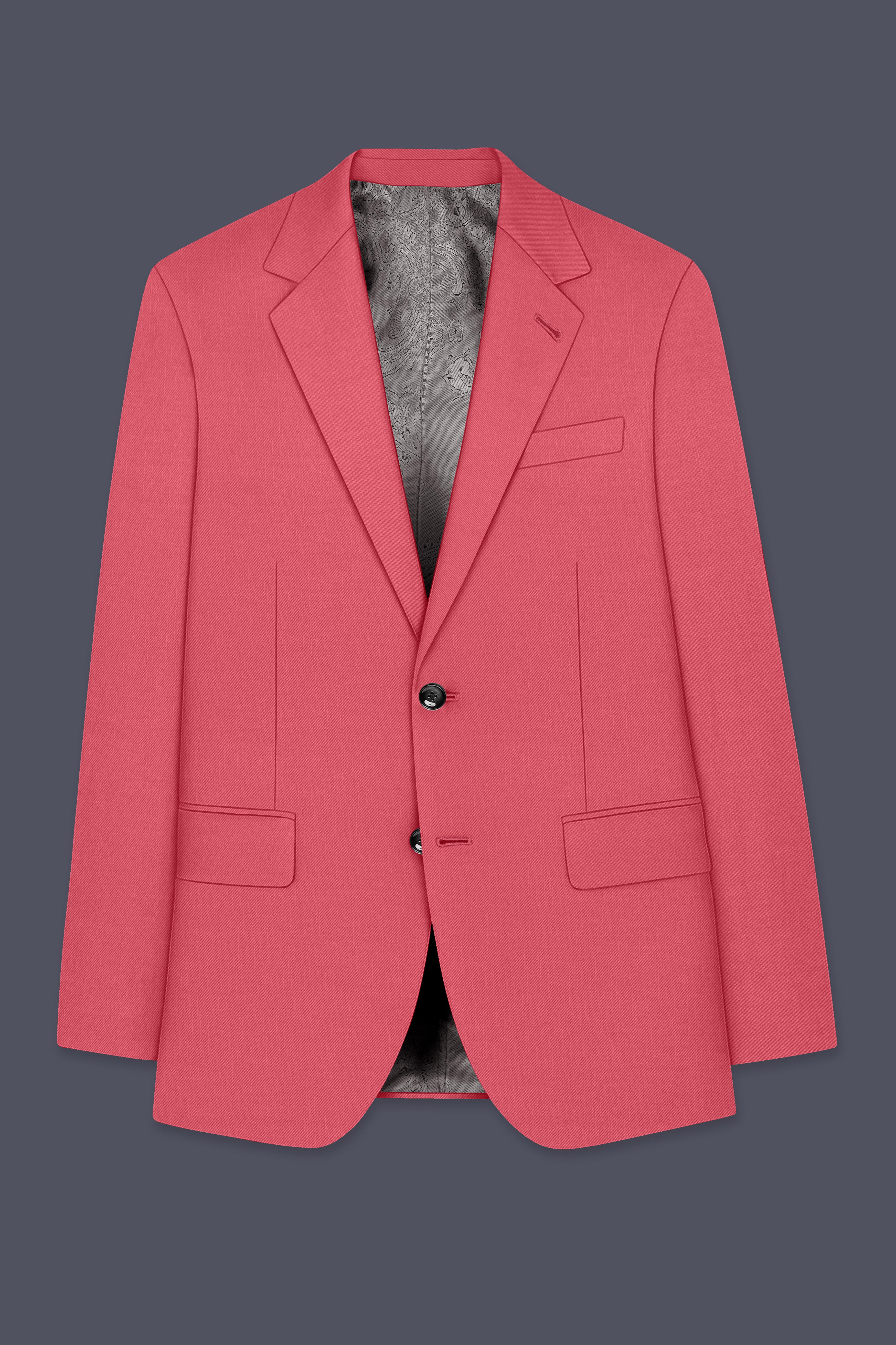 Aurerosa-Roman Pink Wool Rich Single Breasted Slight Stretch Blazer