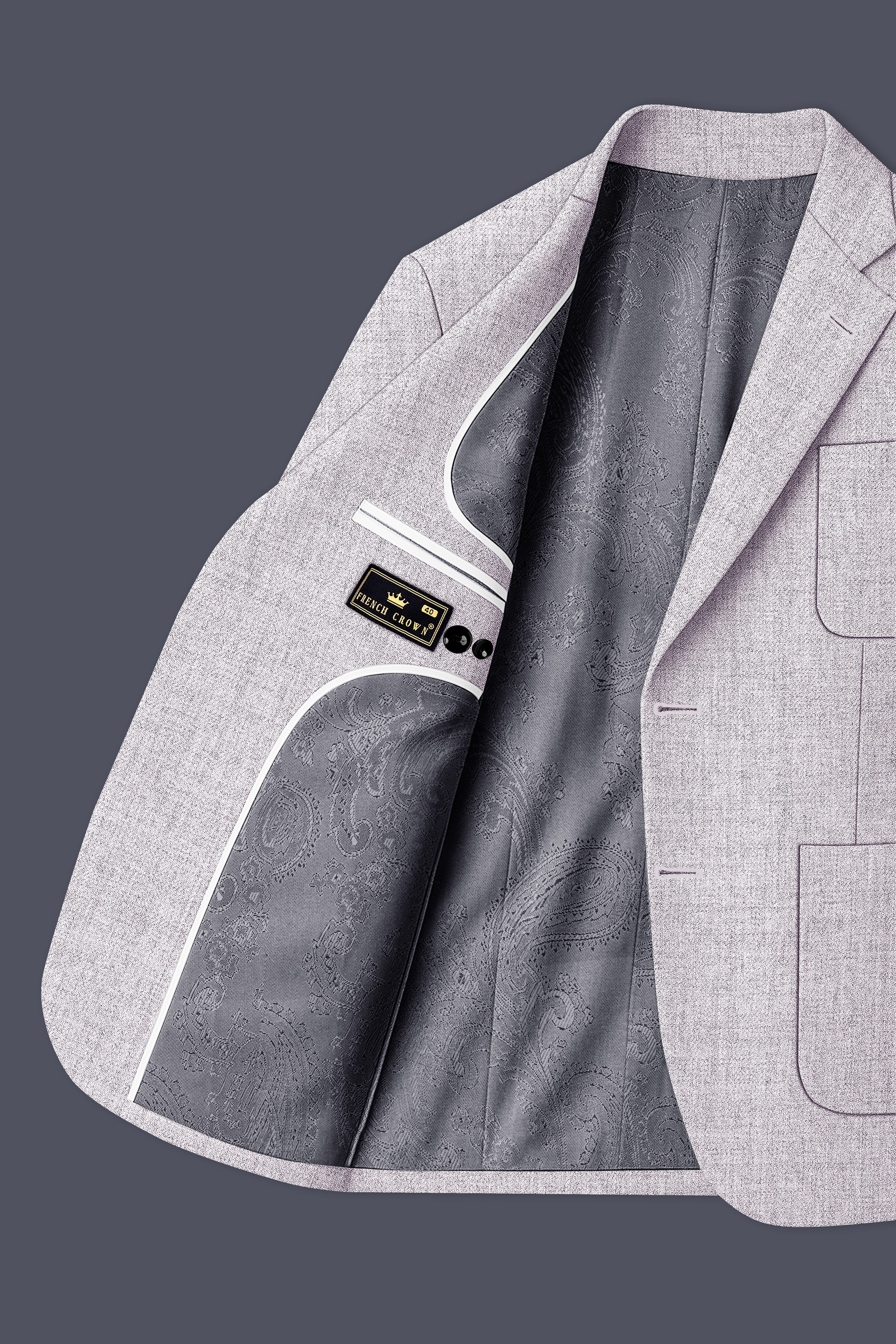 Glacier-Lilac Gray Textured Tweed Single Breasted Sports Blazer