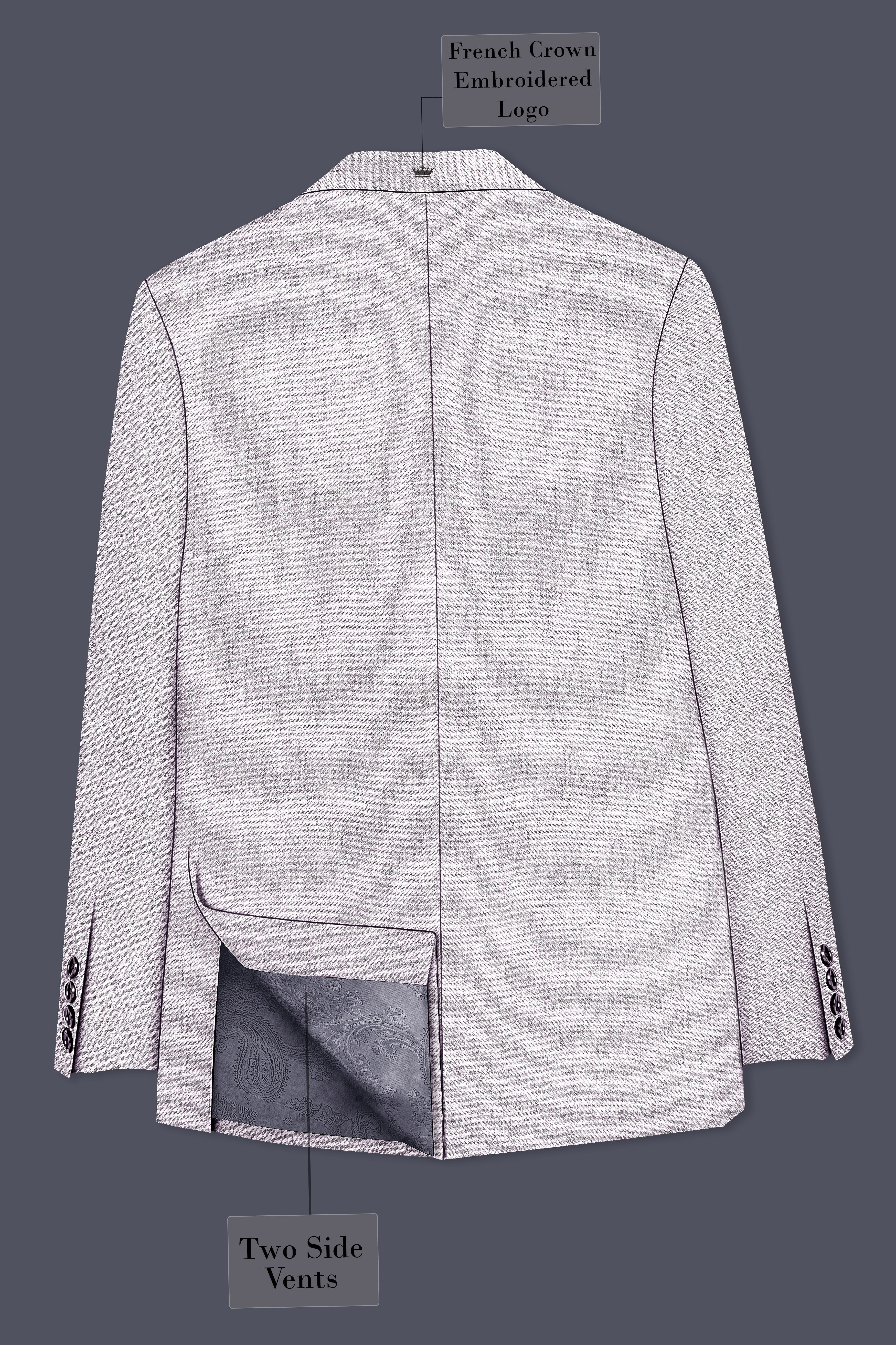 Glacier-Lilac Gray Textured Tweed Single Breasted Sports Blazer