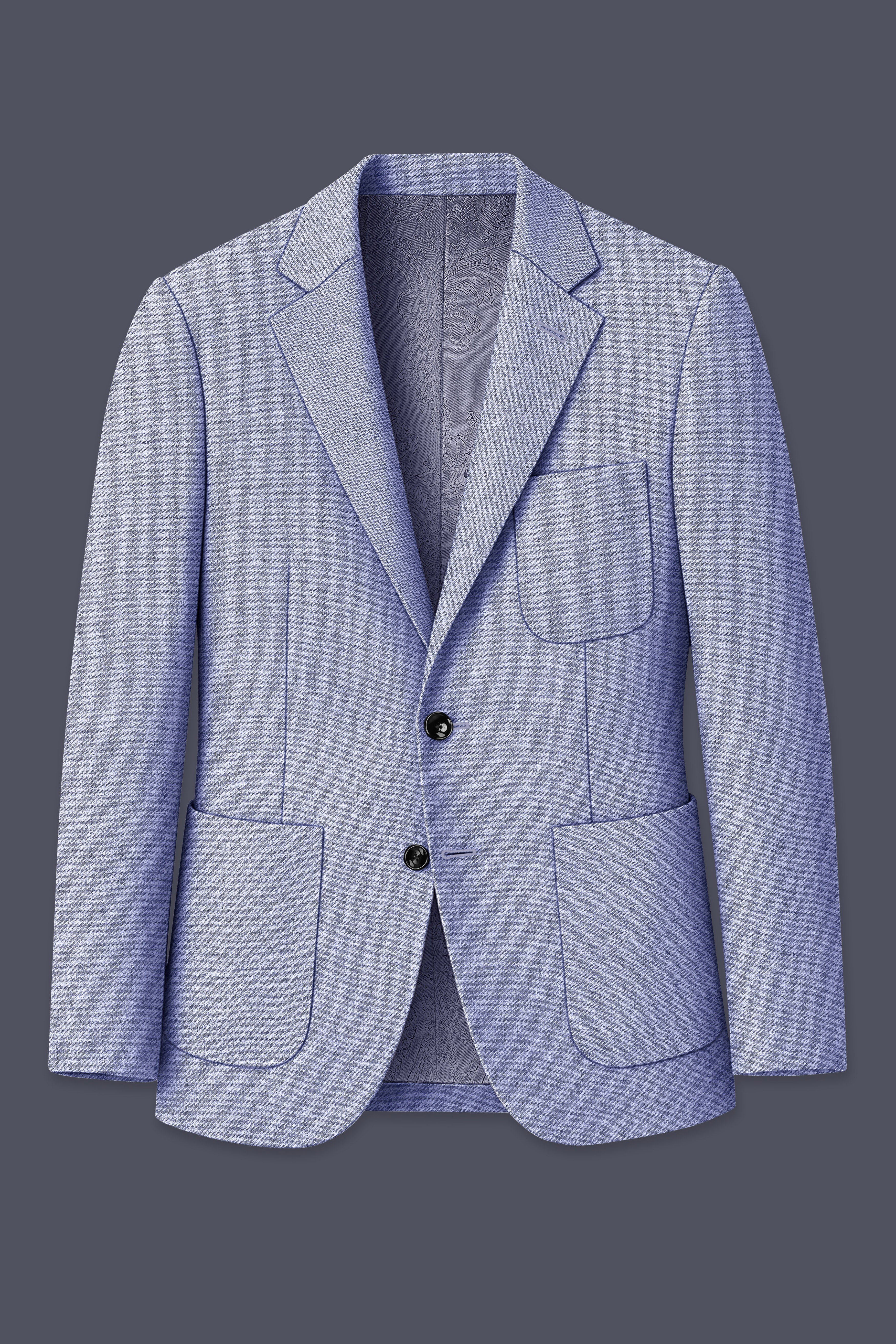 Nordic-Logan Blue Textured Tweed Single Breasted Sports Blazer