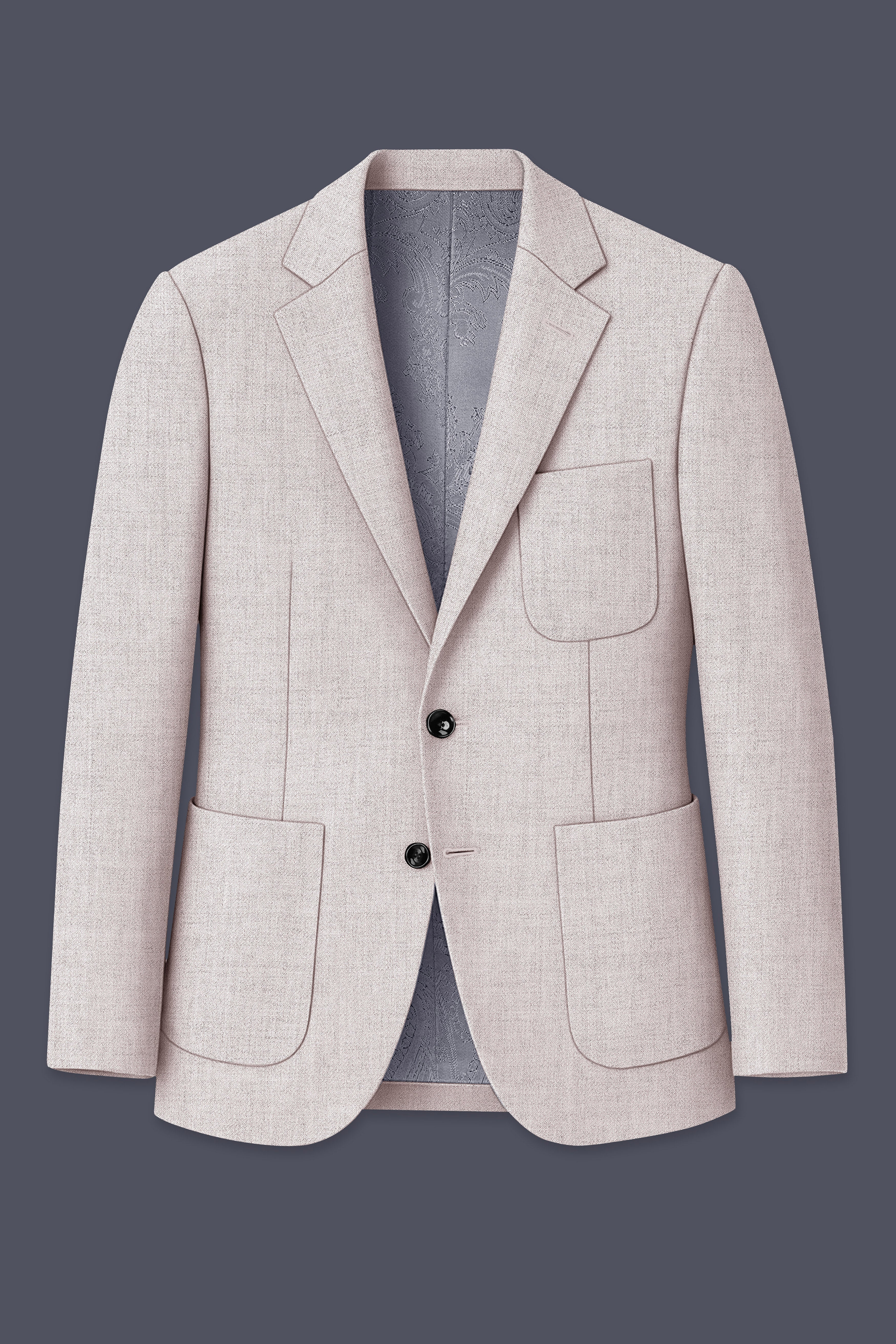 Ivorytail-Timberwolf Cream Textured Tweed Single Breasted Sports Blazer