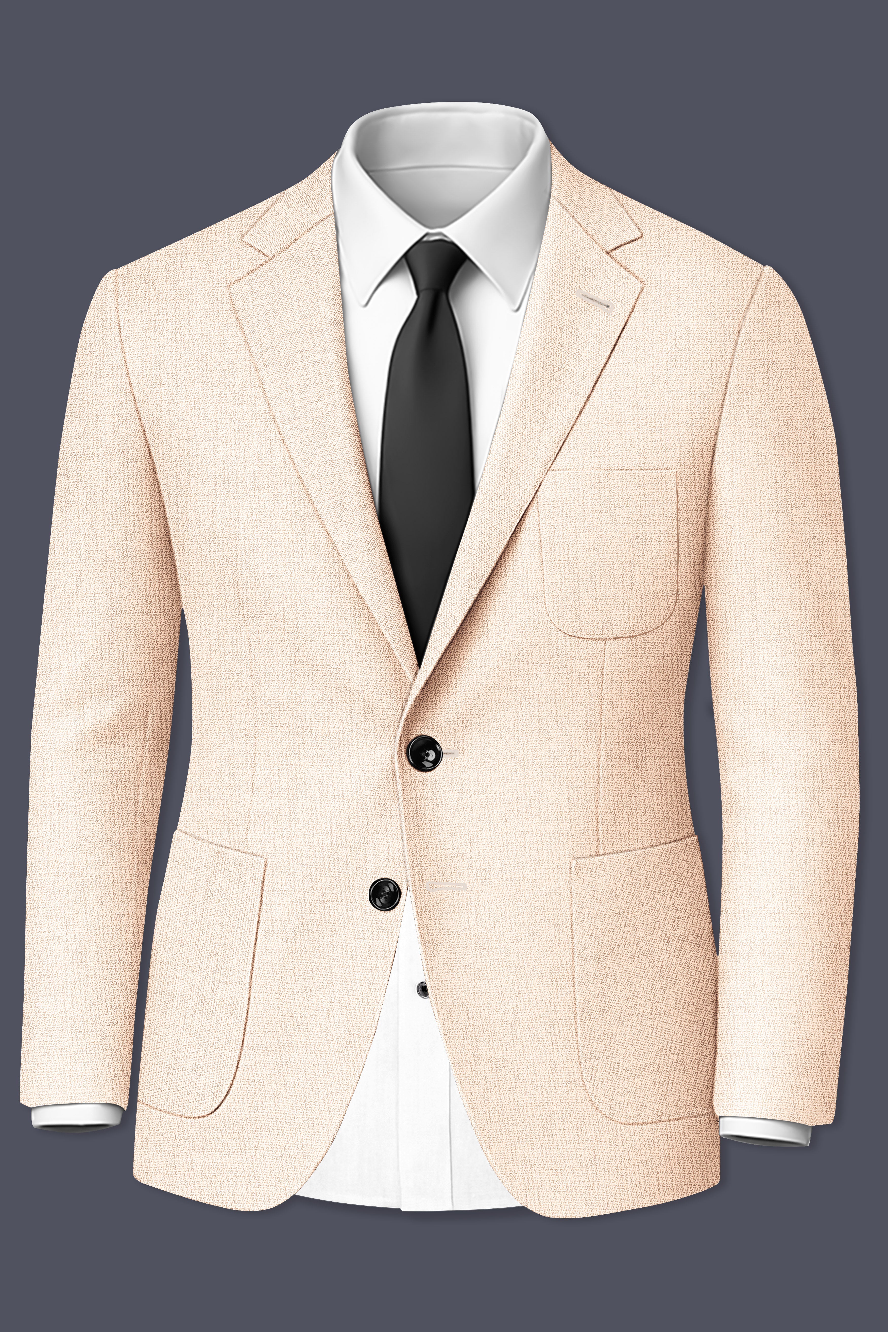 Velour-Derby Cream Textured Tweed Single Breasted Sports Blazer