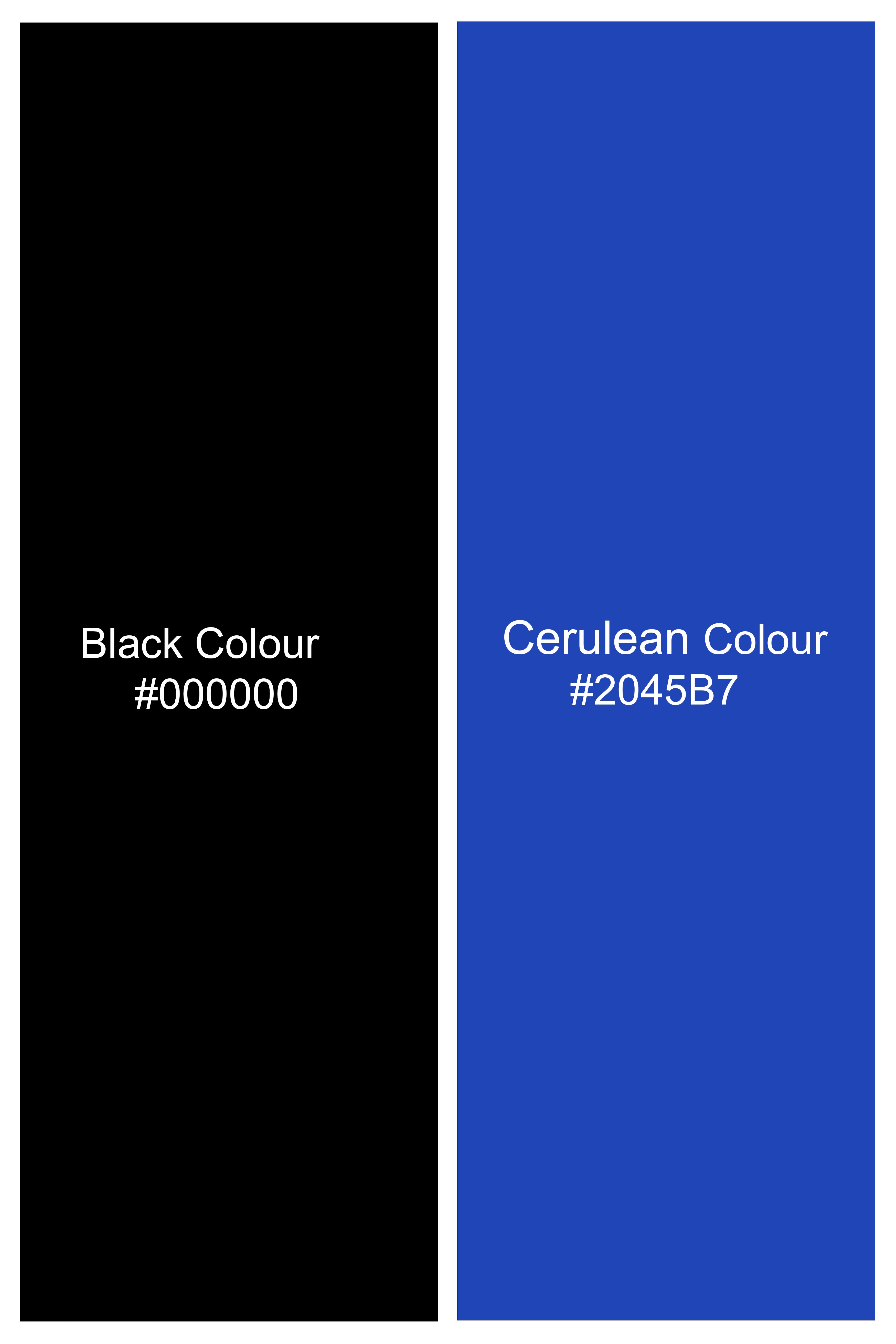 Panevoro-Jade Black With Cerulean Blue Windowpane Wool Rich Tuxedo Blazer