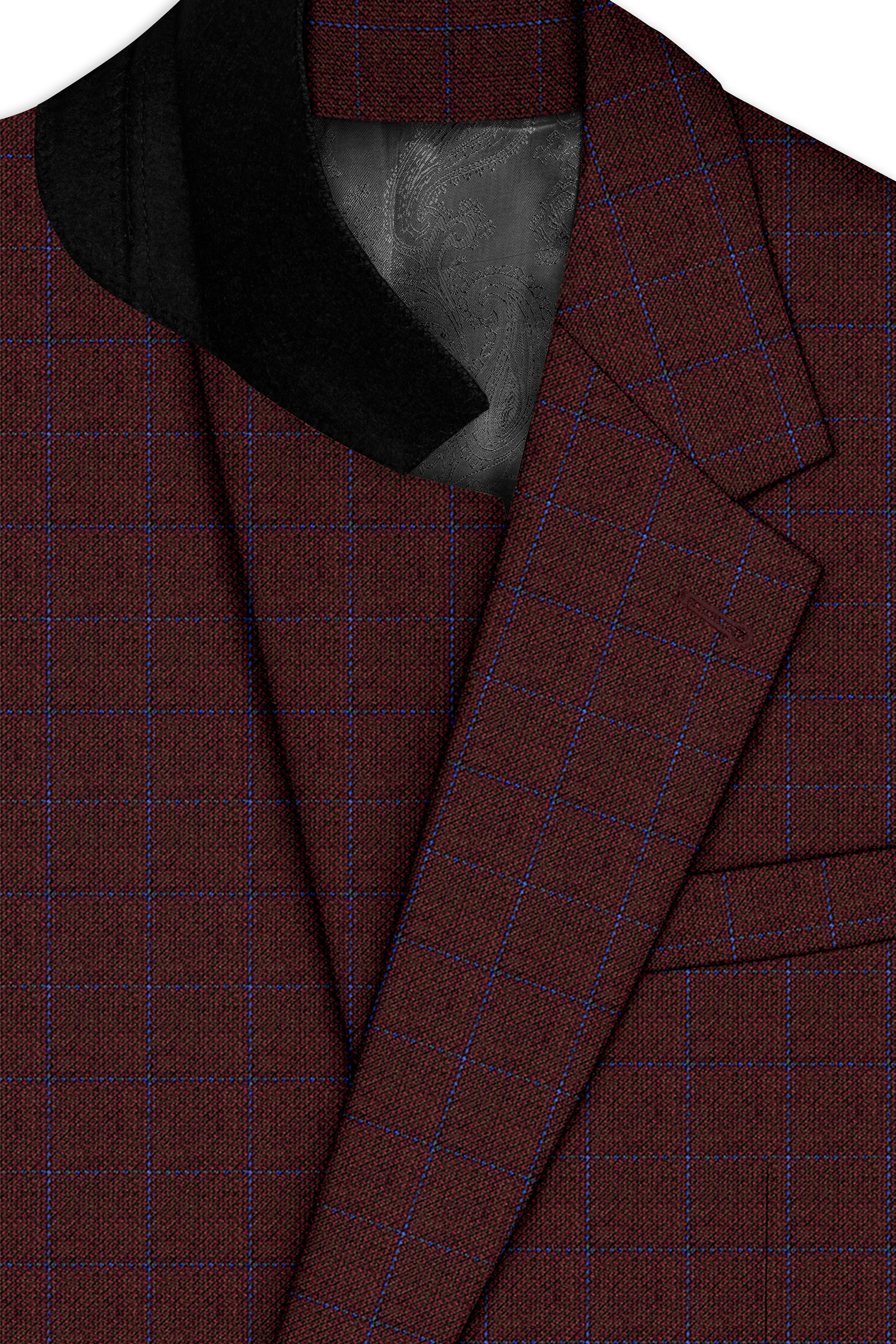 Wolvoro-Eclipse Brown Plaid Wool Rich Single Breasted Blazer