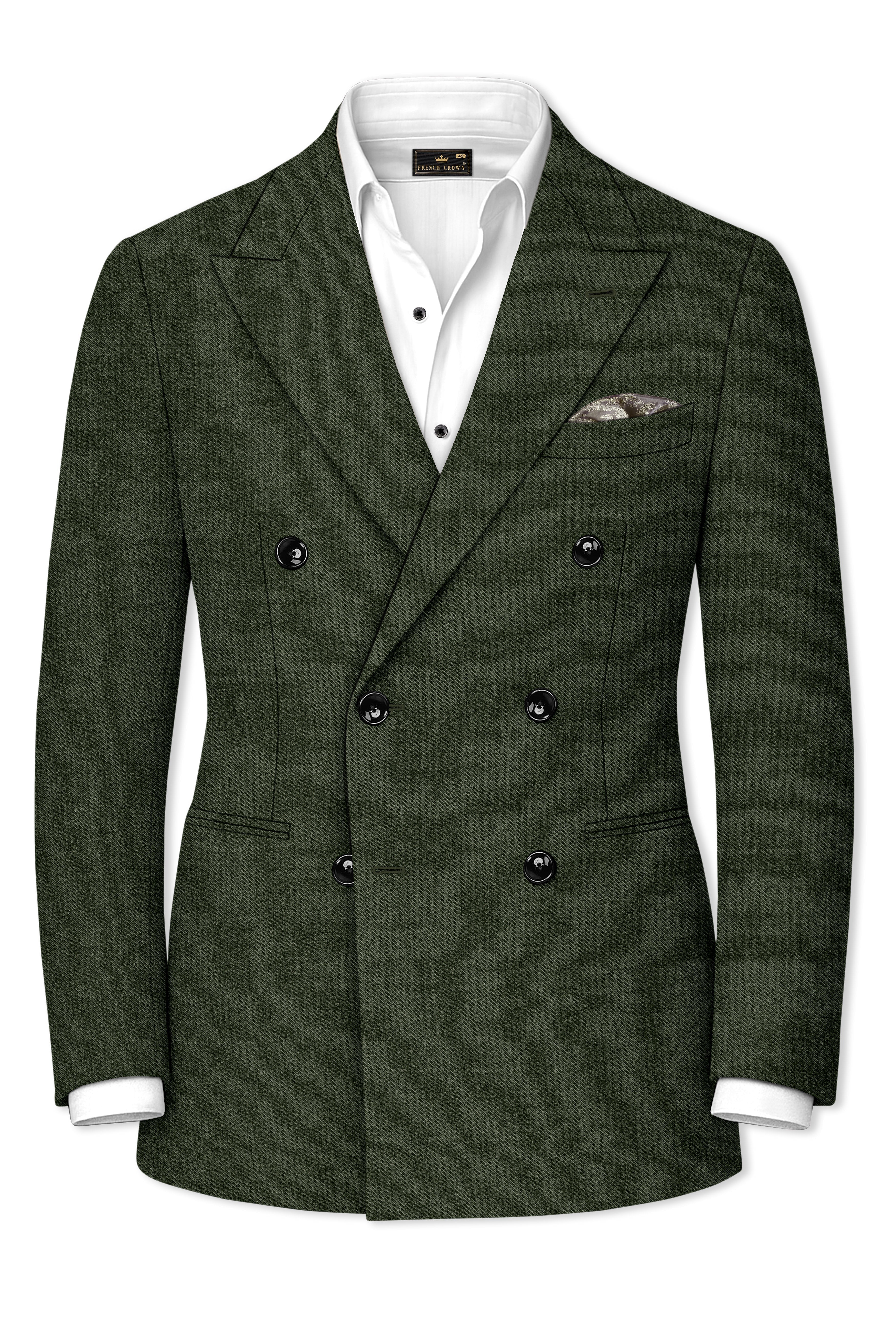 Olvoro-Rifle Green Textured Tweed Premium Wool Rich Double