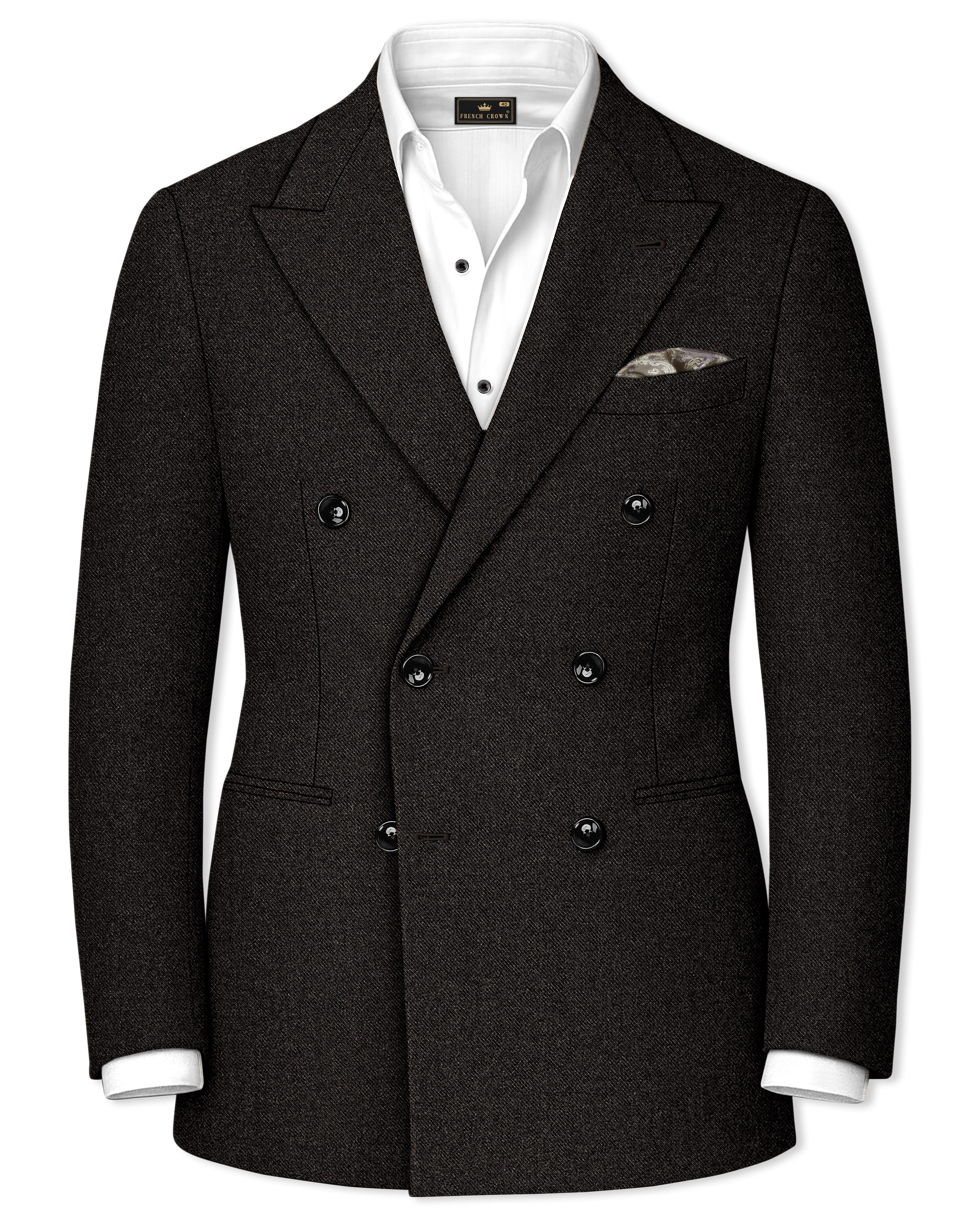 Aurezeus-Zeus Brown Textured Tweed Premium Wool Rich Double