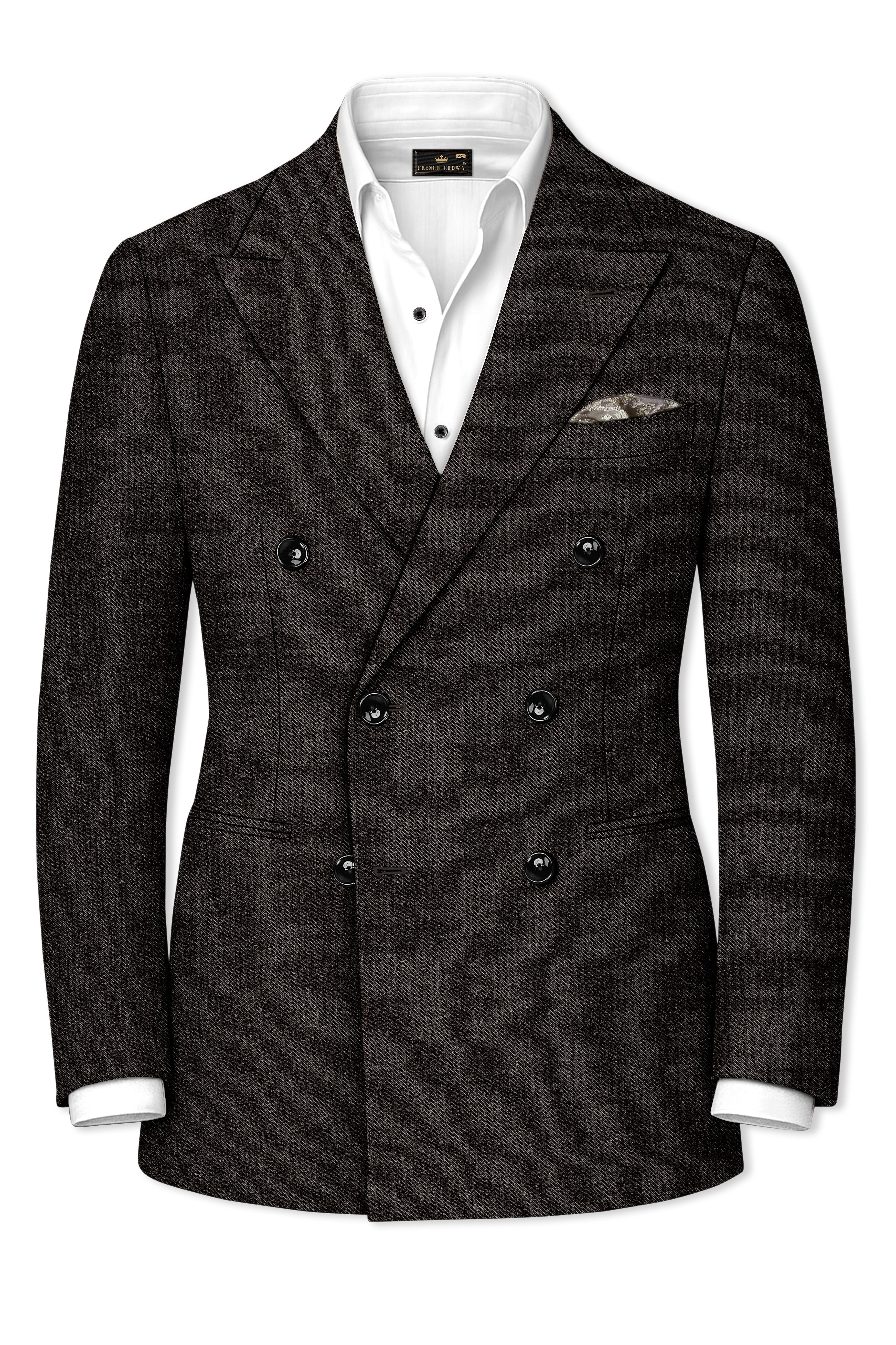 Auregond-Gondola Brown Textured Tweed Double Breasted Blazer