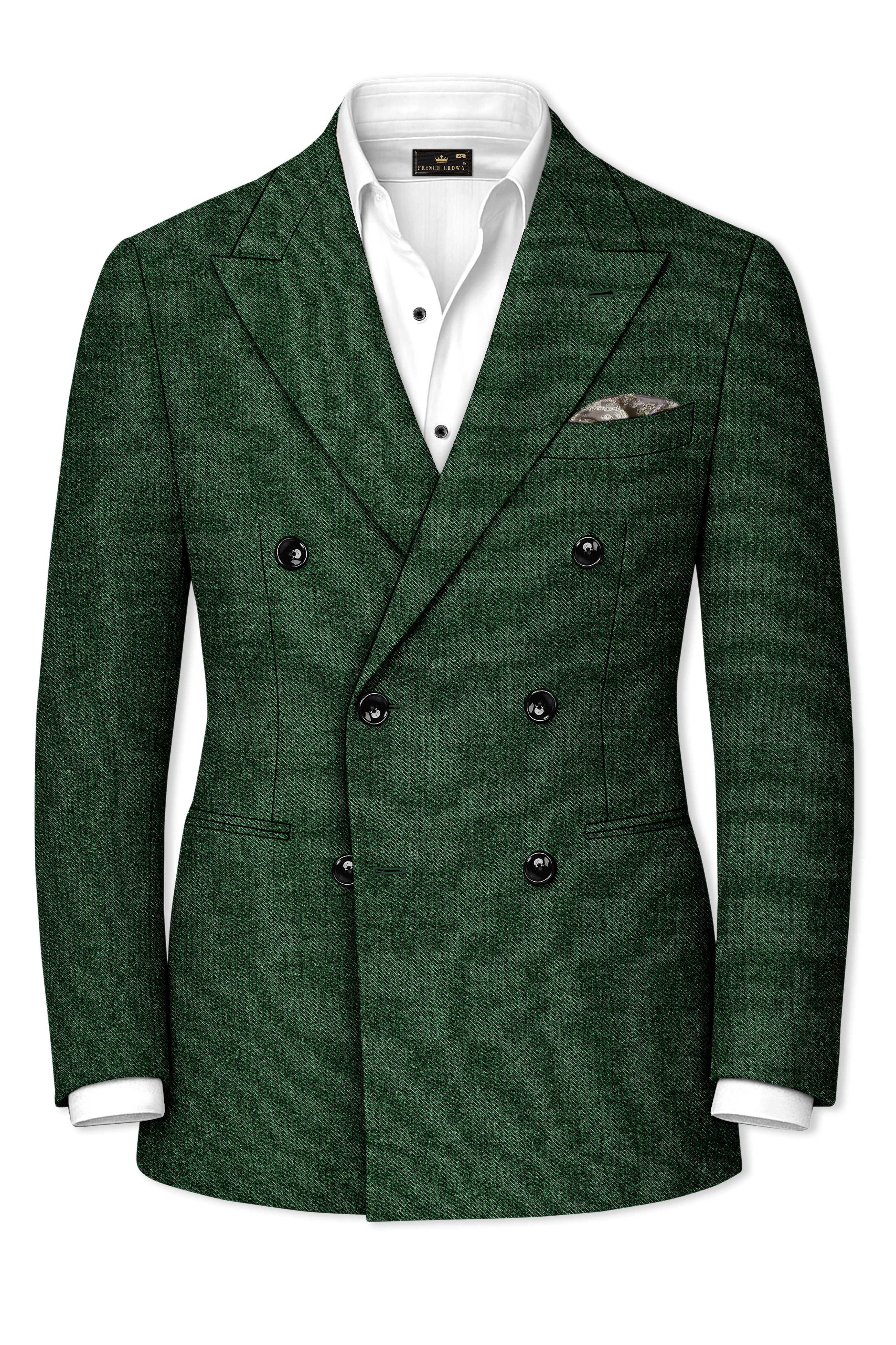Virenza-Mystle Green Textured Tweed Premium Wool Rich Double