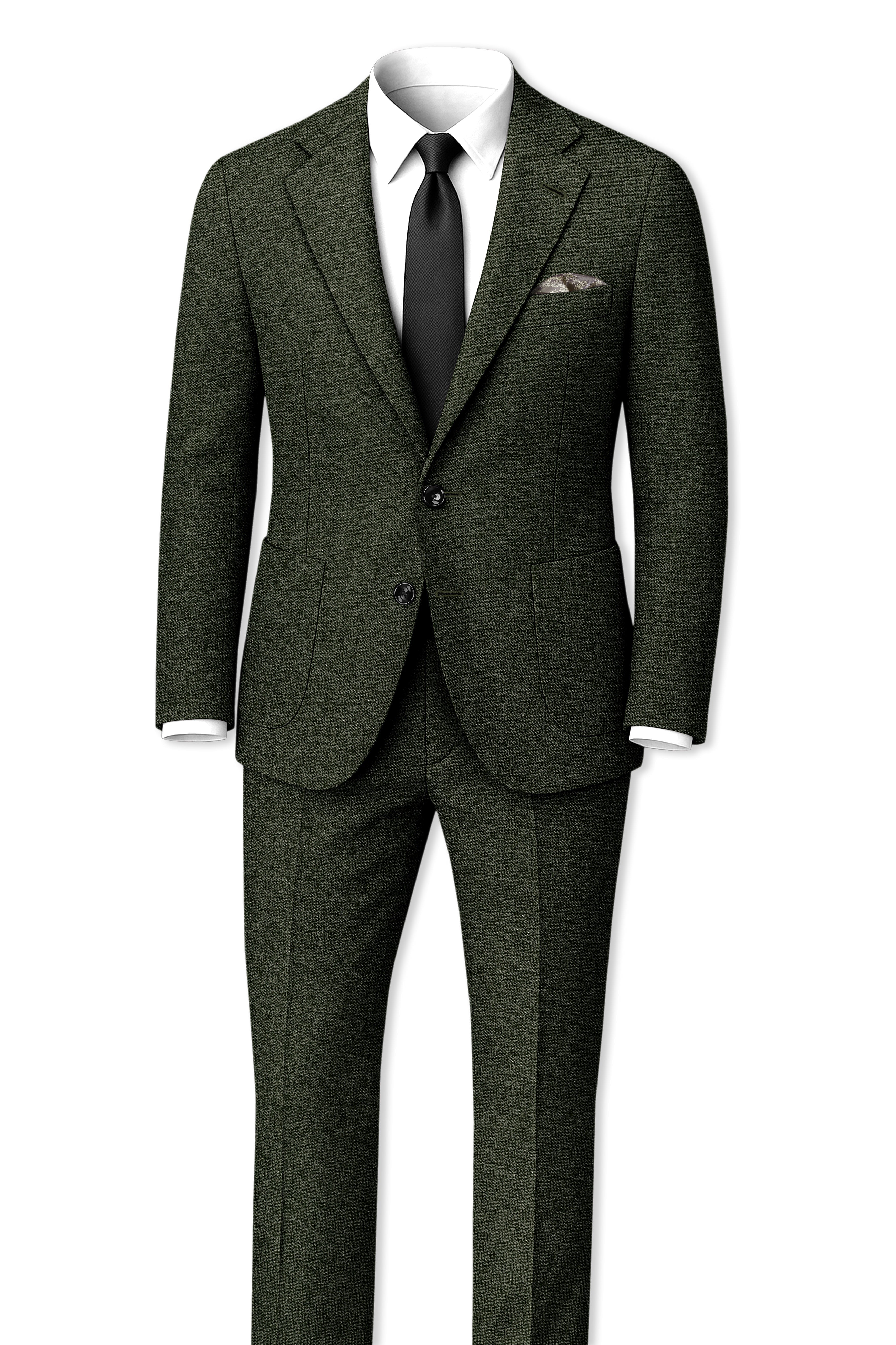 Olvoro-Rifle Green Textured Tweed Single Breasted Sports Blazer