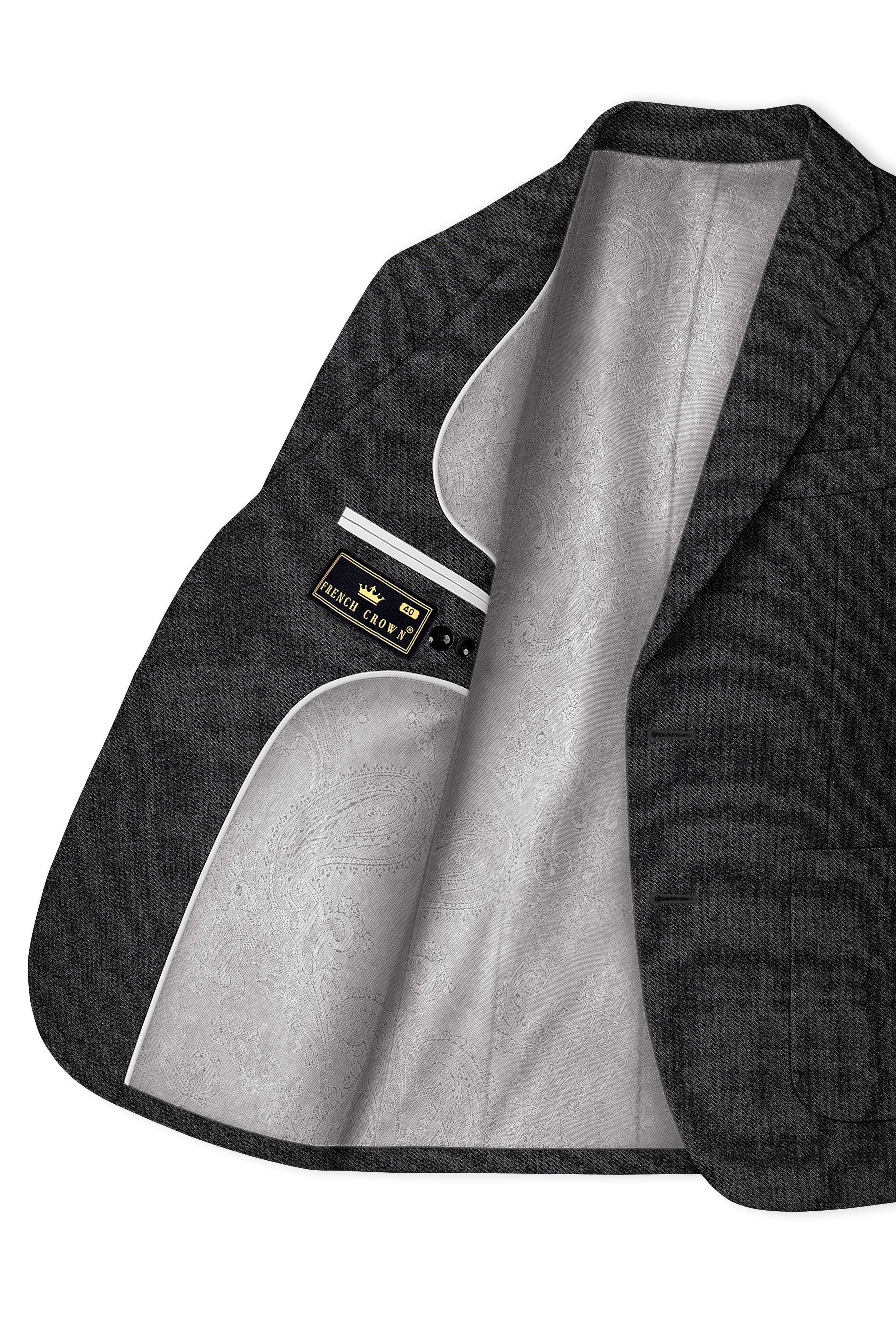 Metallo-Gunmetal Gray Textured Tweed Single Breasted Sports Blazer