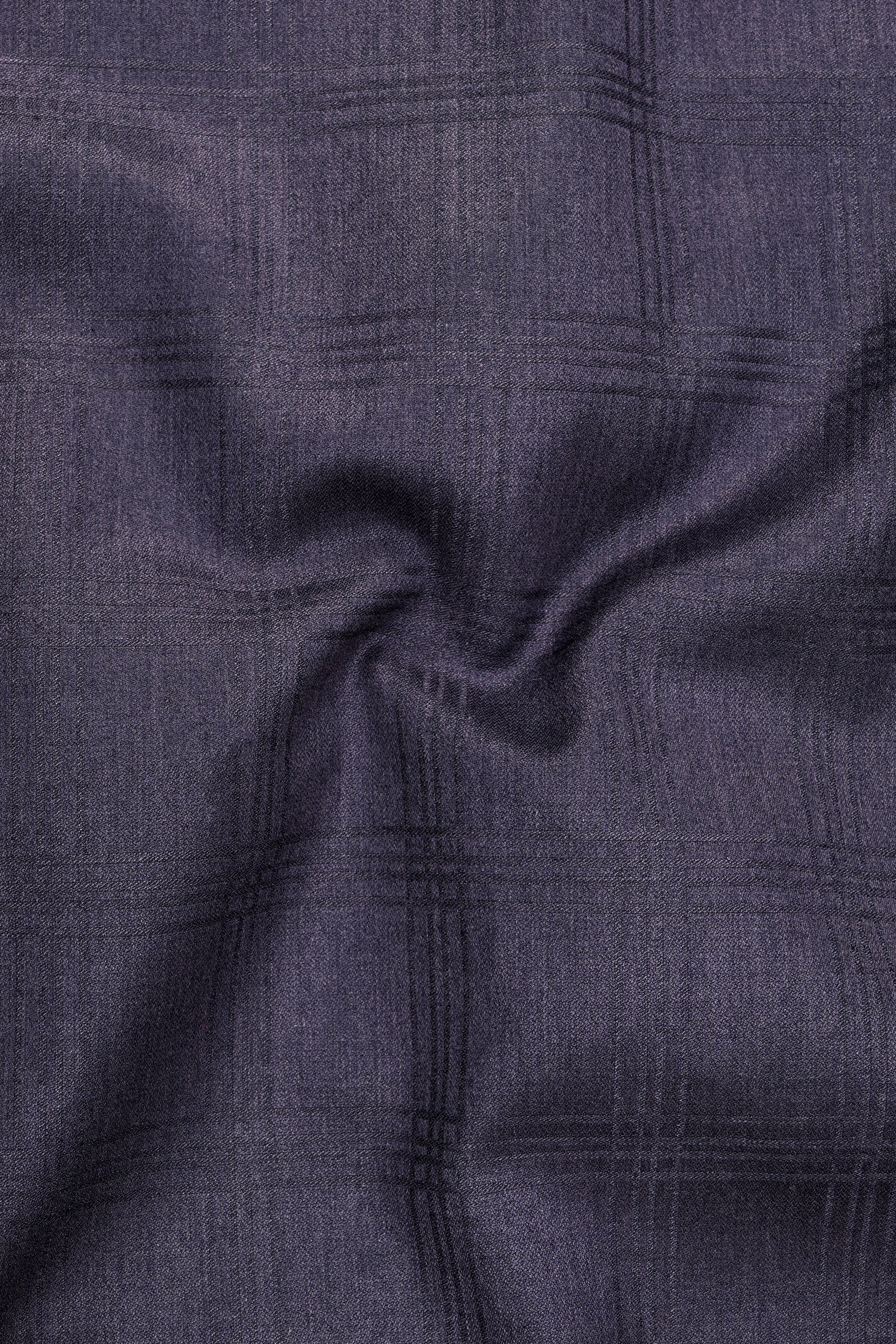 Auretuna-Tuna Blue Tonal Check Plaid Wool Rich Single Breasted Blazer