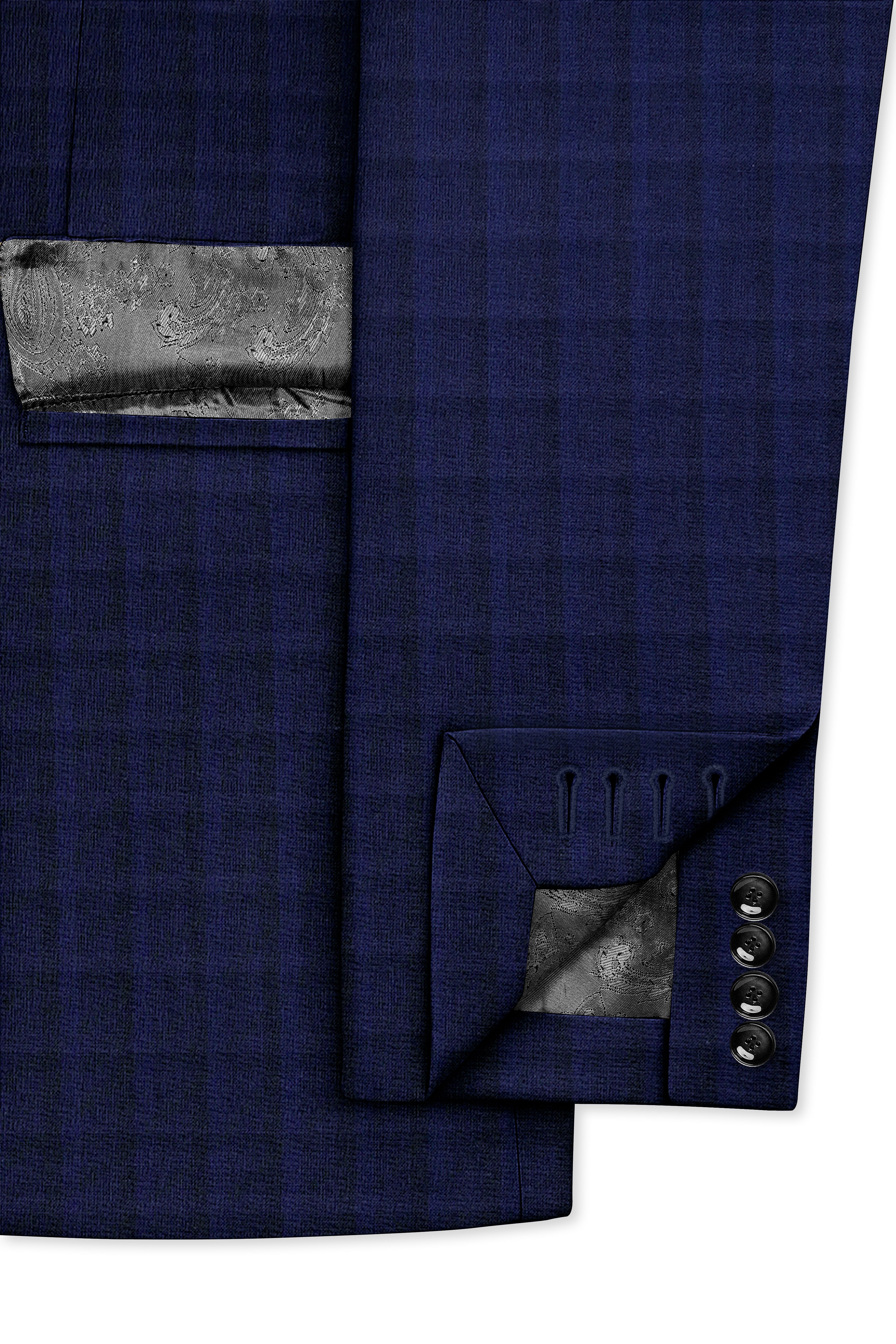 Aurebunt-Bunting Blue Plaid Wool Rich Single Breasted Blazer