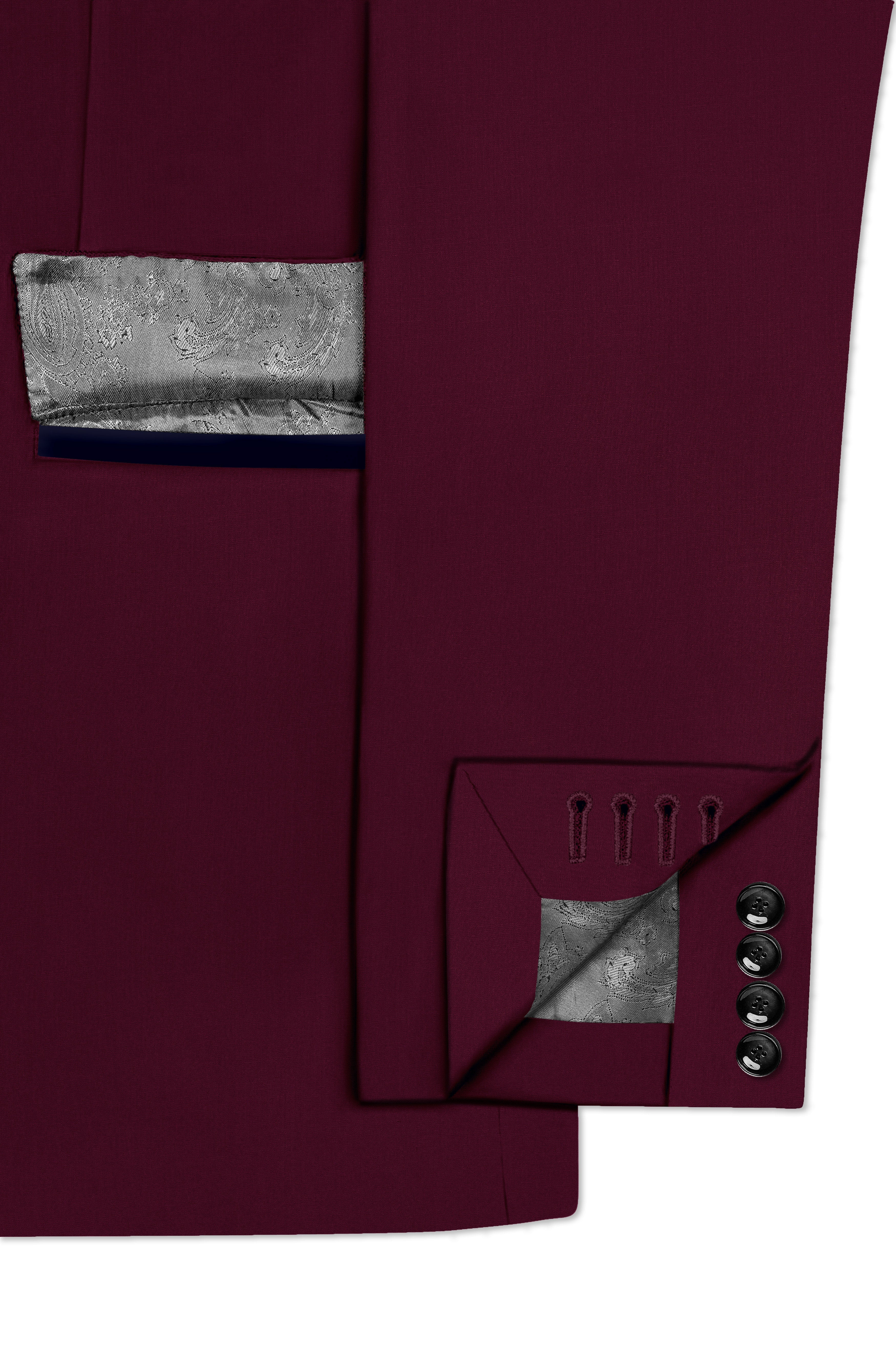 Regal Maroon-Tamarind With Blue Peak Lepal Solid Wool Rich Tuxedo Blazer