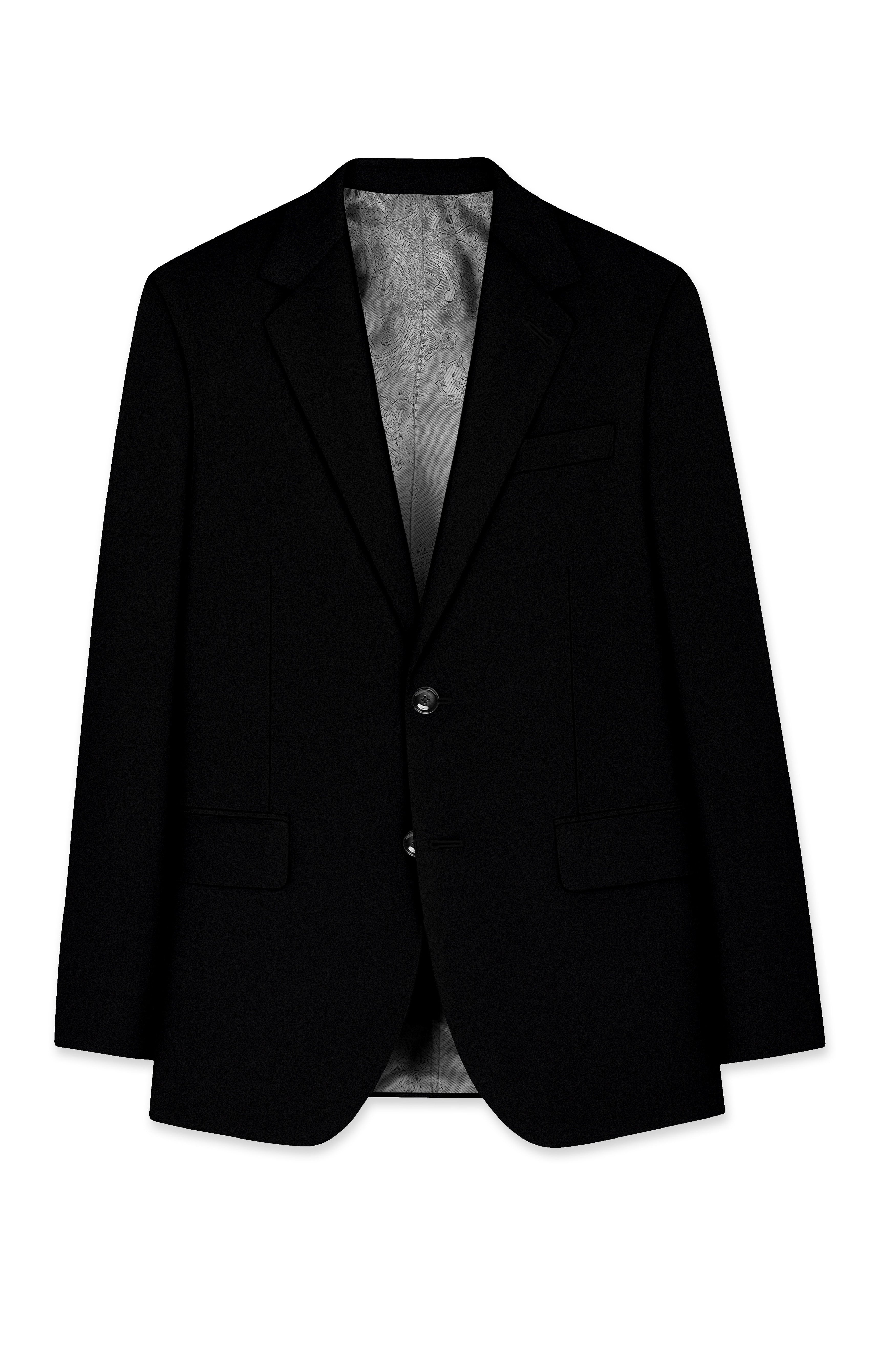 Kuro-Japanese Jade Black 4-Way Stretch Wrinkle-Free Wool Rich Single Breasted Blazer