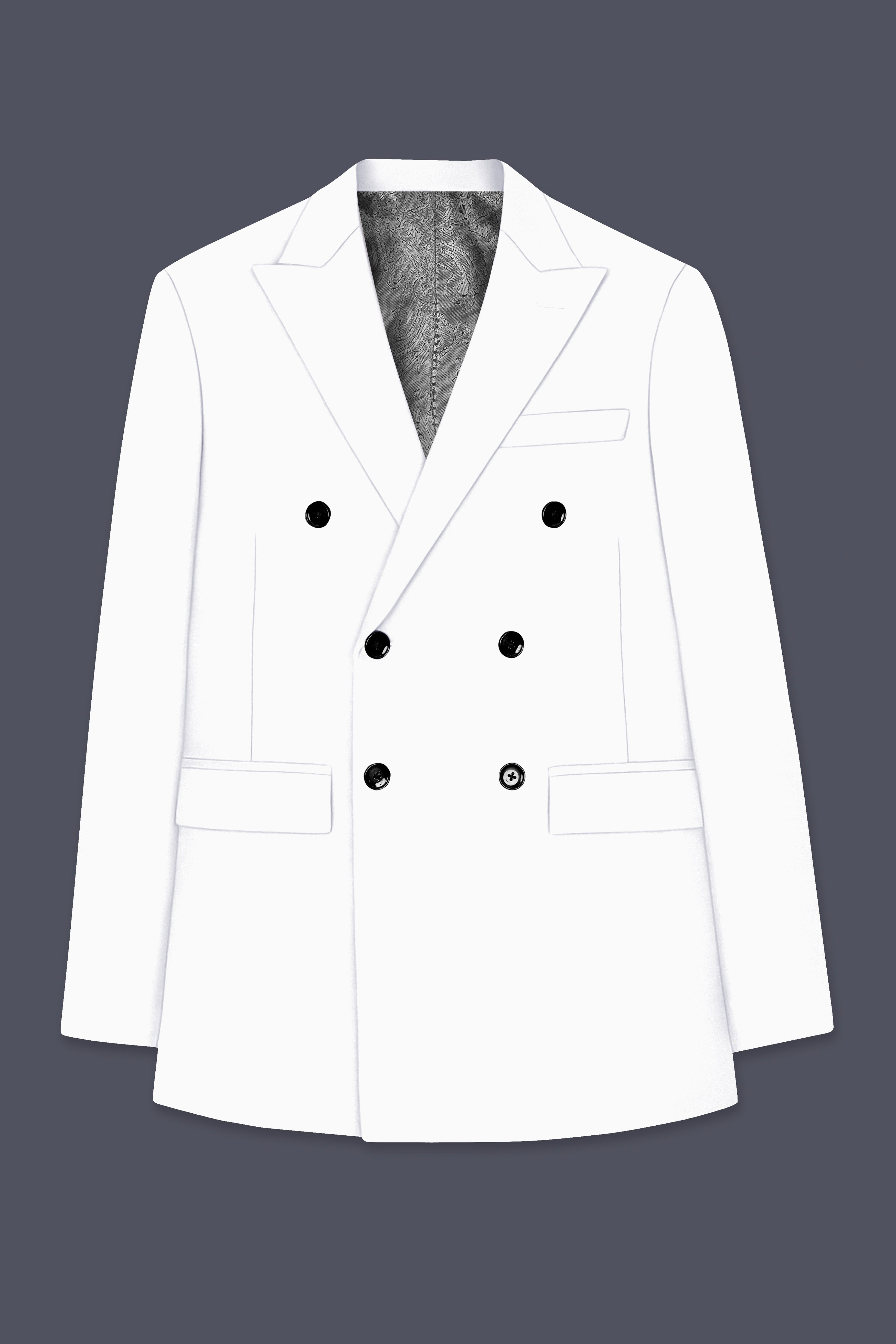 Shiro-Japanese Bright White 4-Way Stretch Wrinkle-Free Wool Rich Double Breasted Blazer