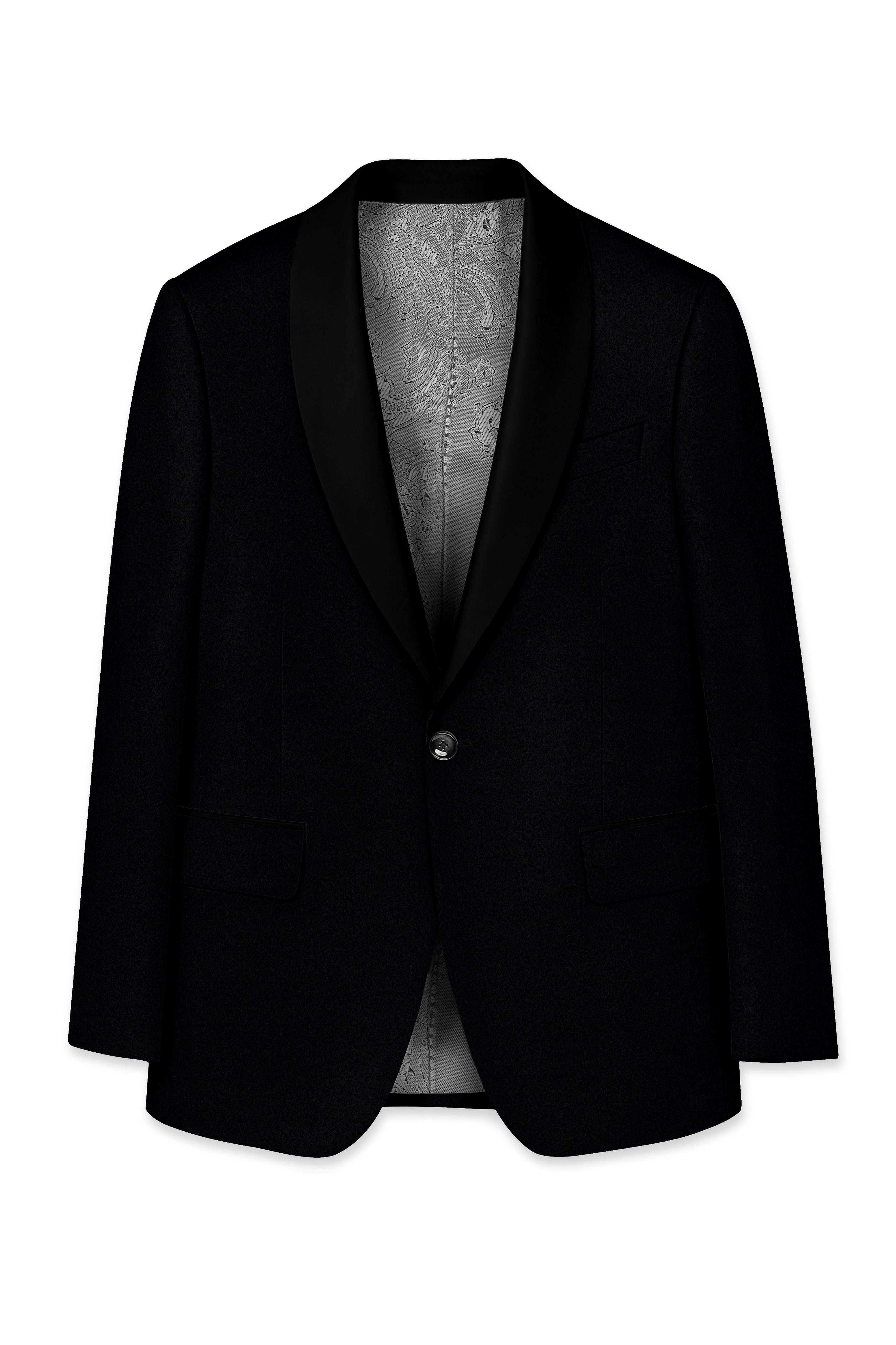 Kuro-Japanese Jade Black 4-Way Stretch Wrinkle-Free Wool Rich Tuxedo Blazer