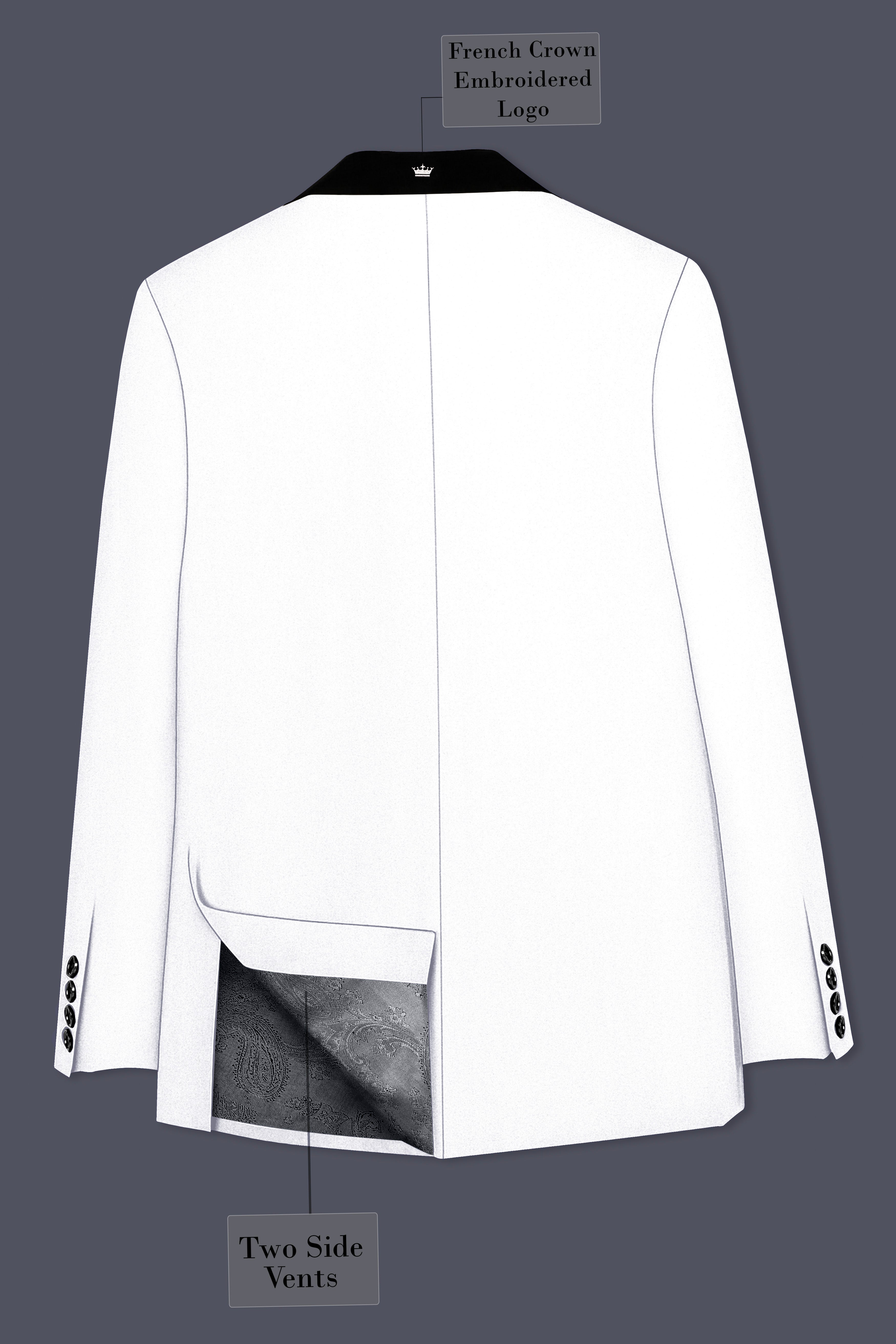 Shiro-Japanese Bright White 4-Way Stretch Wrinkle-Free Wool Rich Tuxedo Blazer