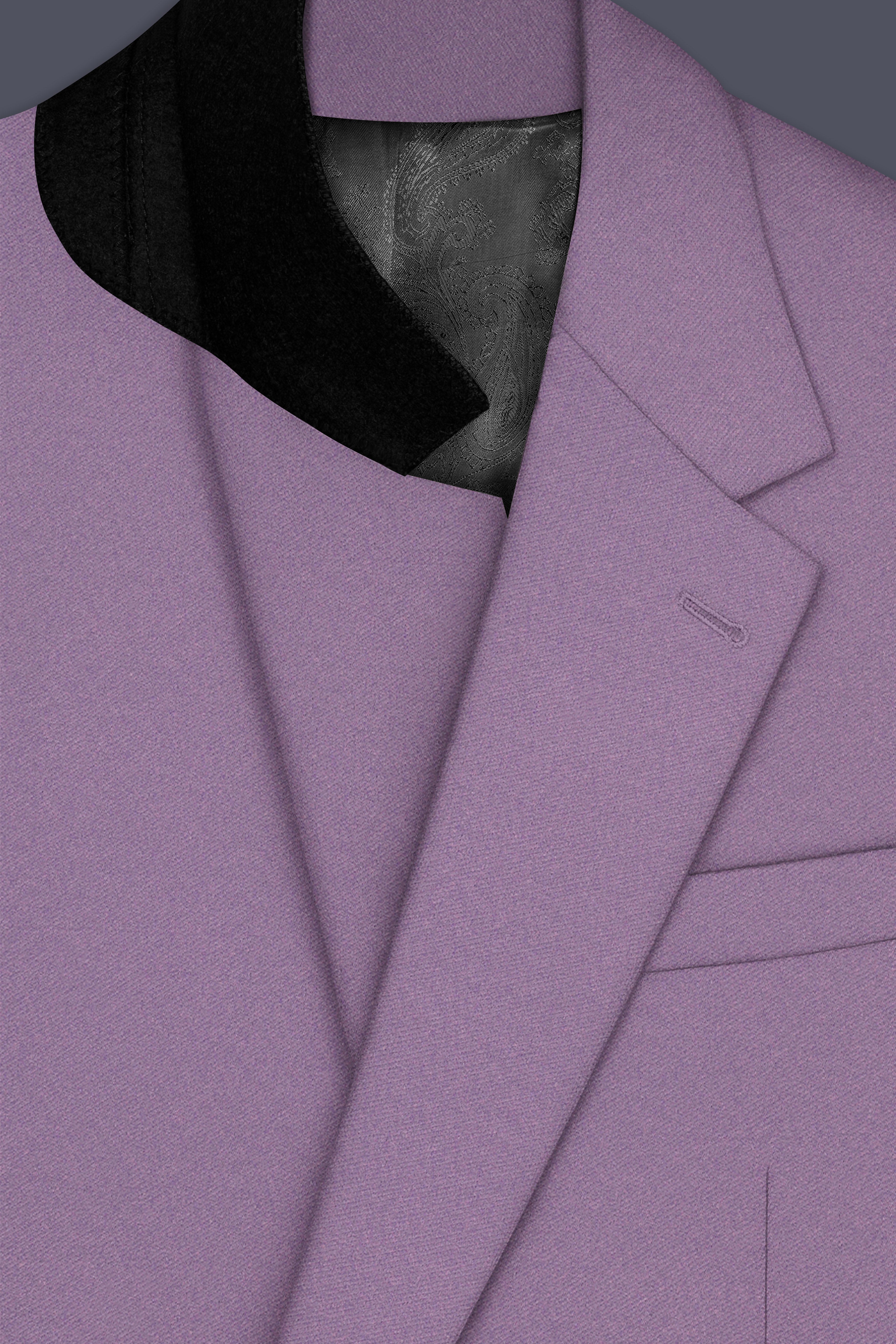 Violeto-Korean Mobster Purple 4-Way Stretch Wool Rich Single Breasted Blazer