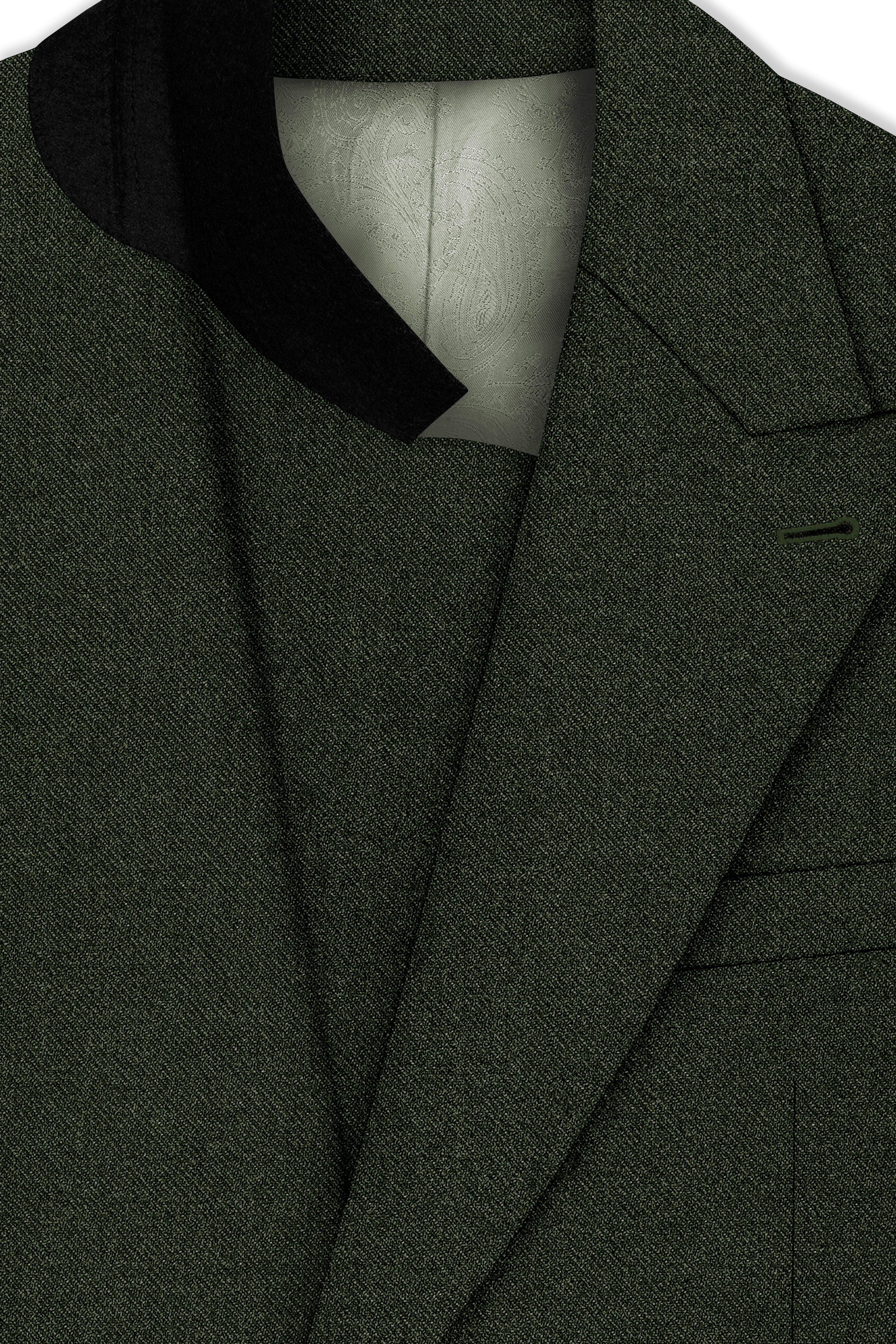 Virenza-Rangoon Green Textured Tweed Double Breasted Blazer