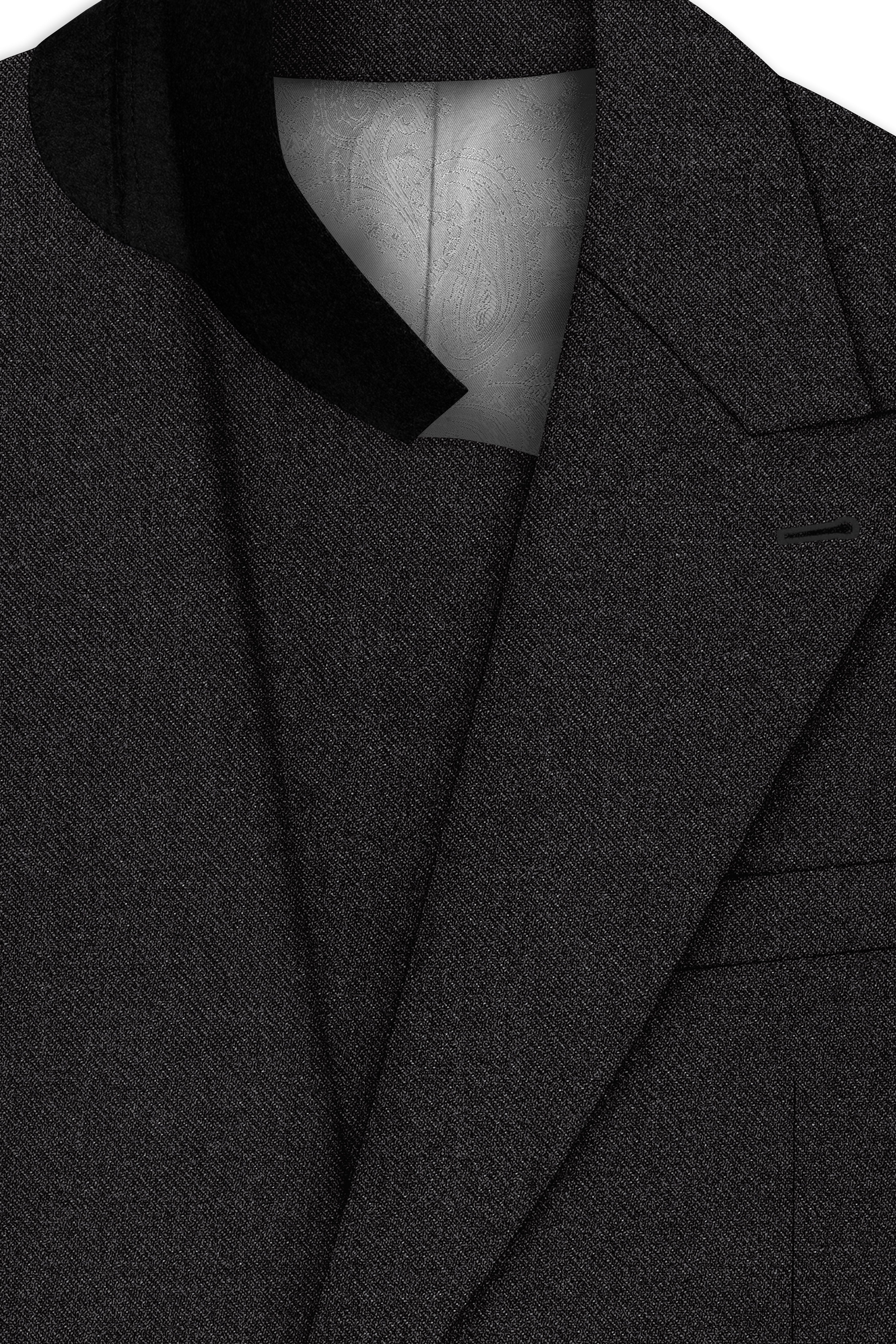 Cinerro-Mine Shaft Gray Textured Tweed Double Breasted Blazer