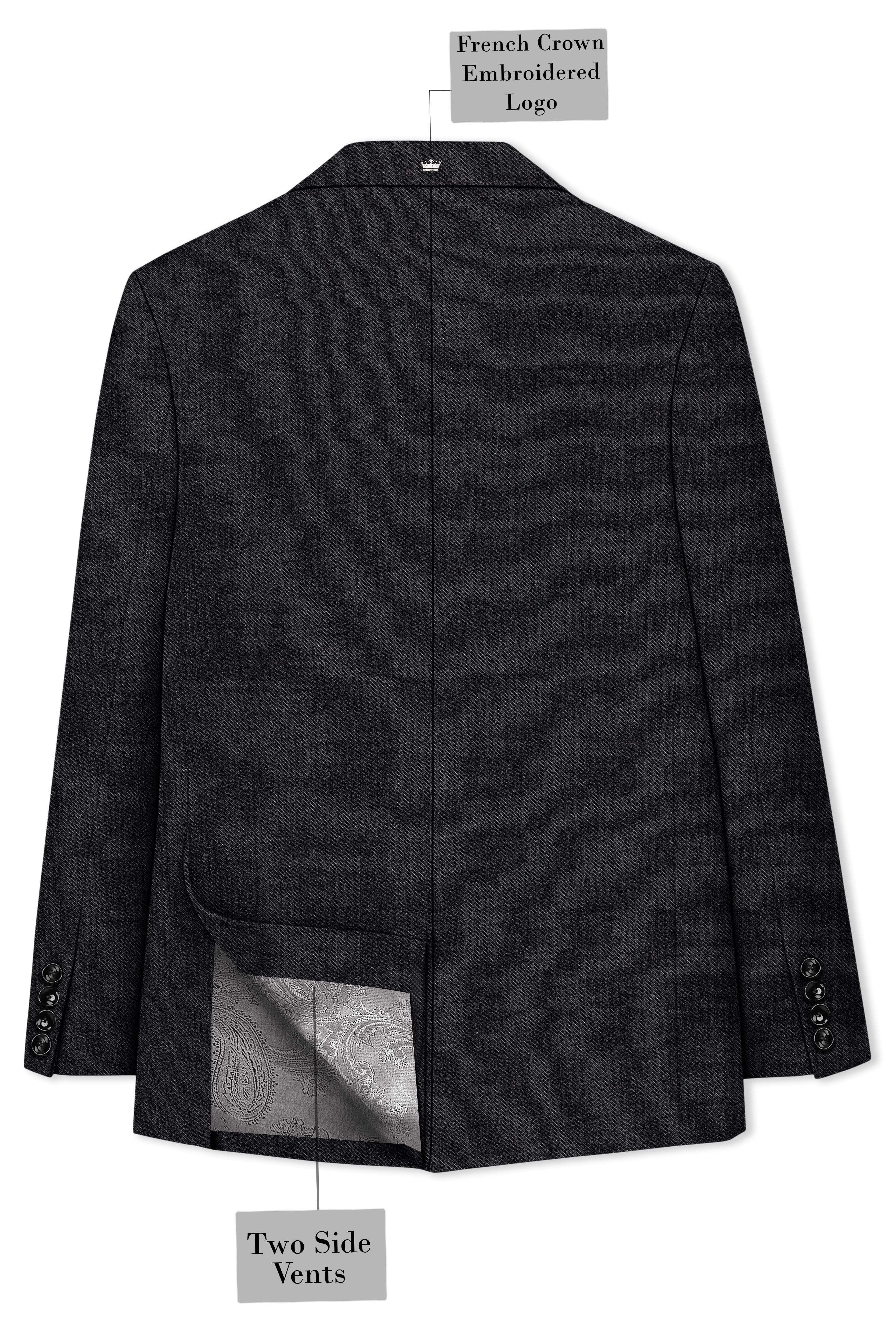 Cinerro-Mine Shaft Gray Textured Tweed Double Breasted Blazer