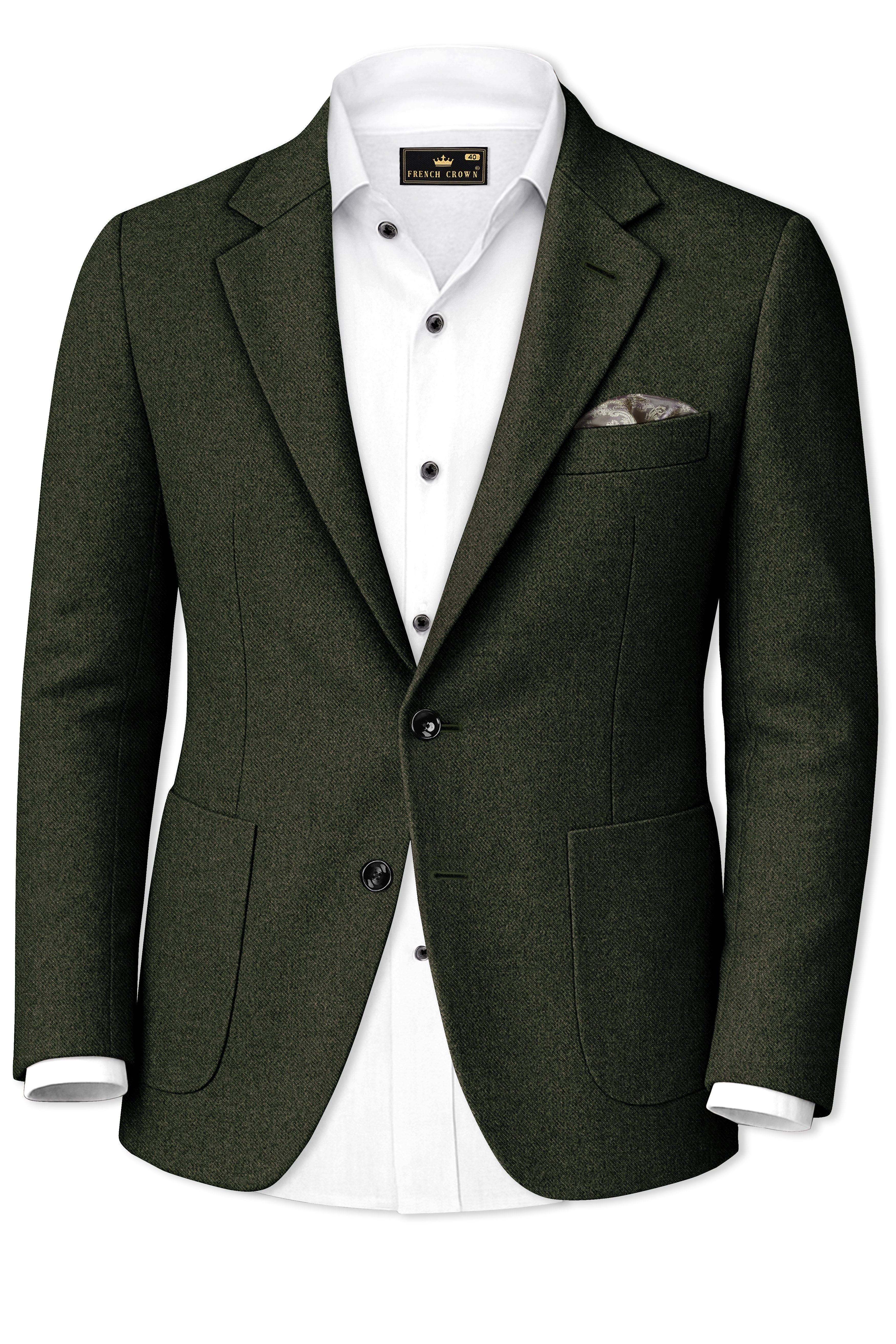 Virenza-Rangoon Green Textured Tweed Single Breasted Sports Blazer