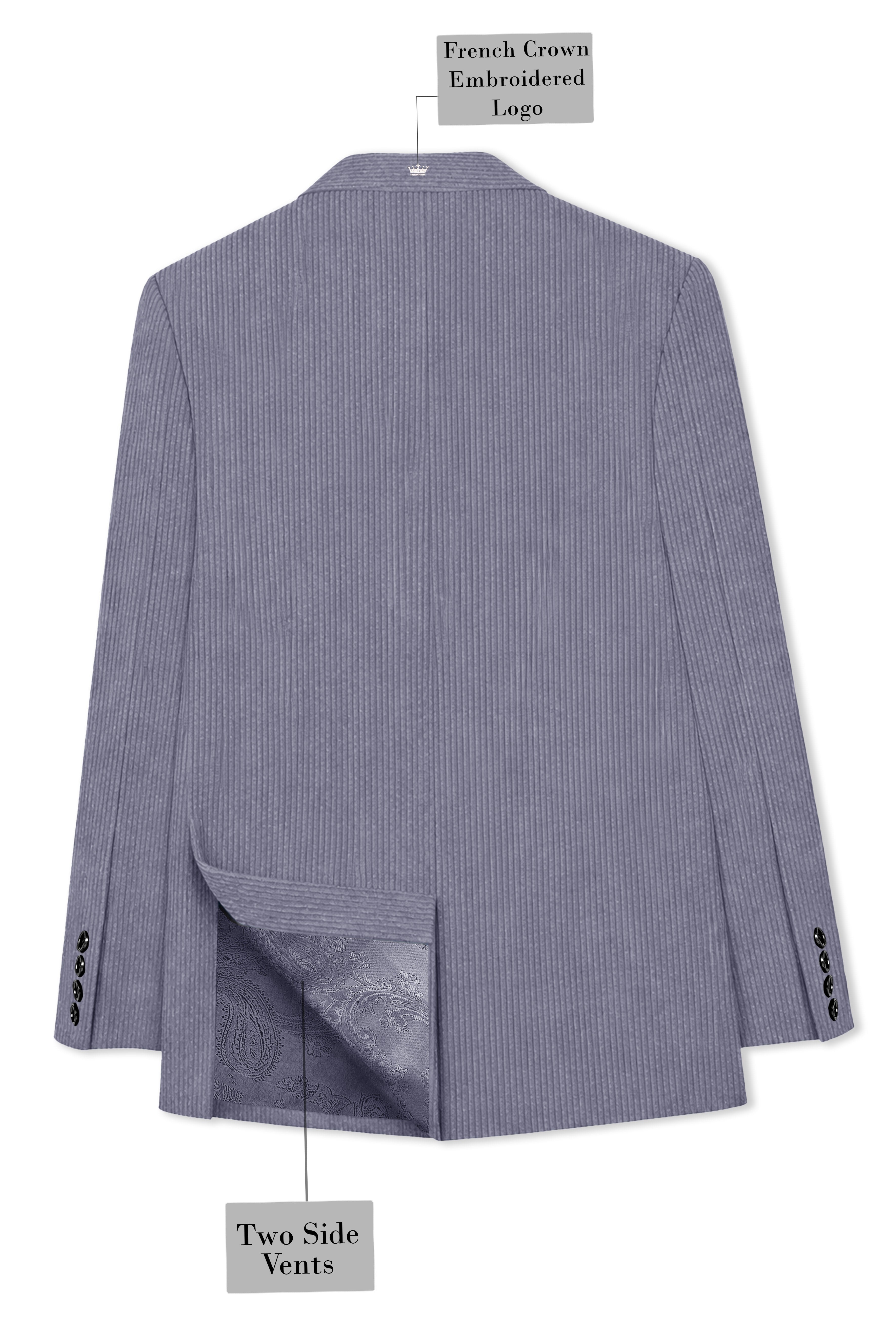 Ribvoro-Topaz Gray Corduroy Premium Single Breasted Sports Blazer