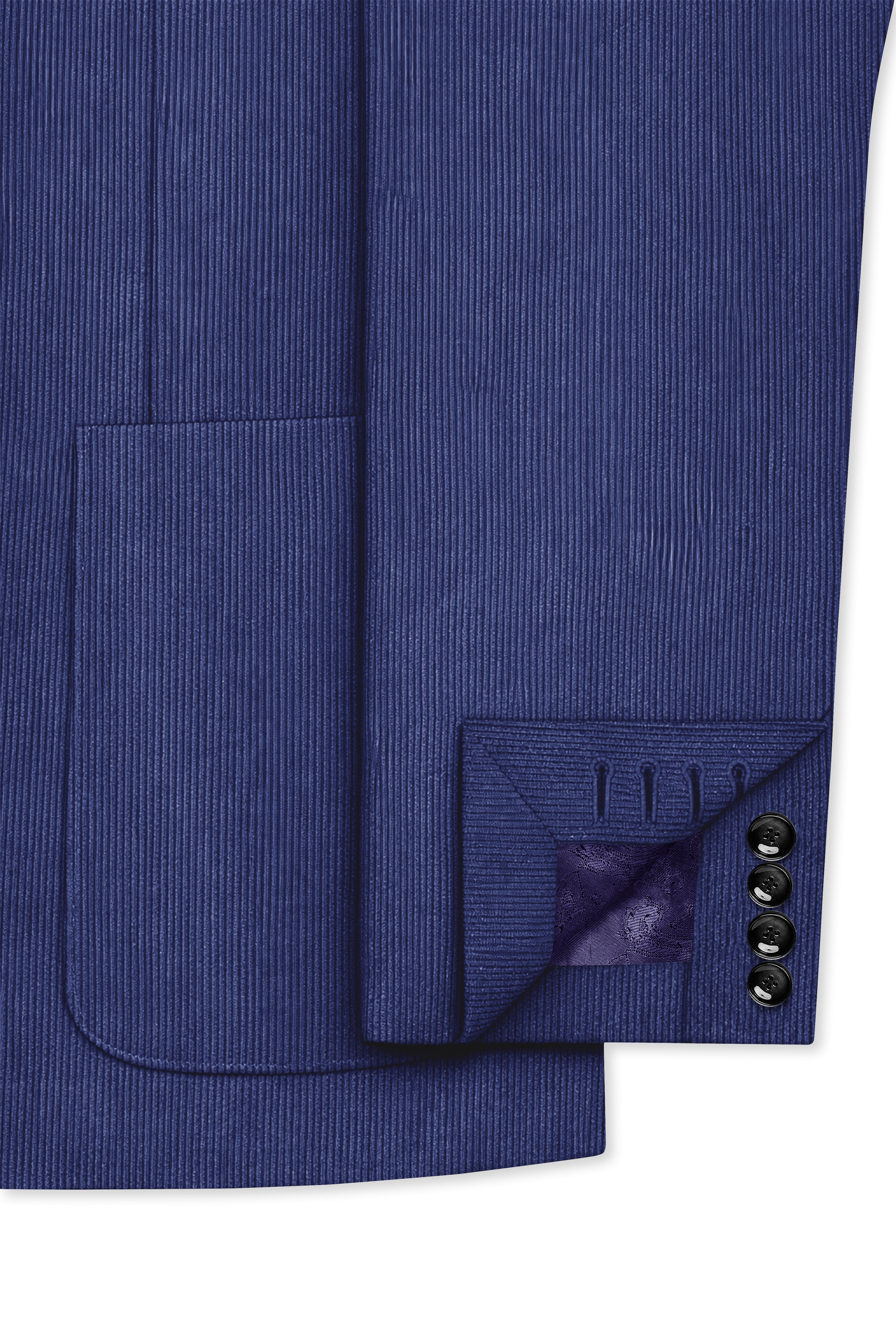 Slatzen-Slate Blue Corduroy Premium Single Breasted Sports Blazer
