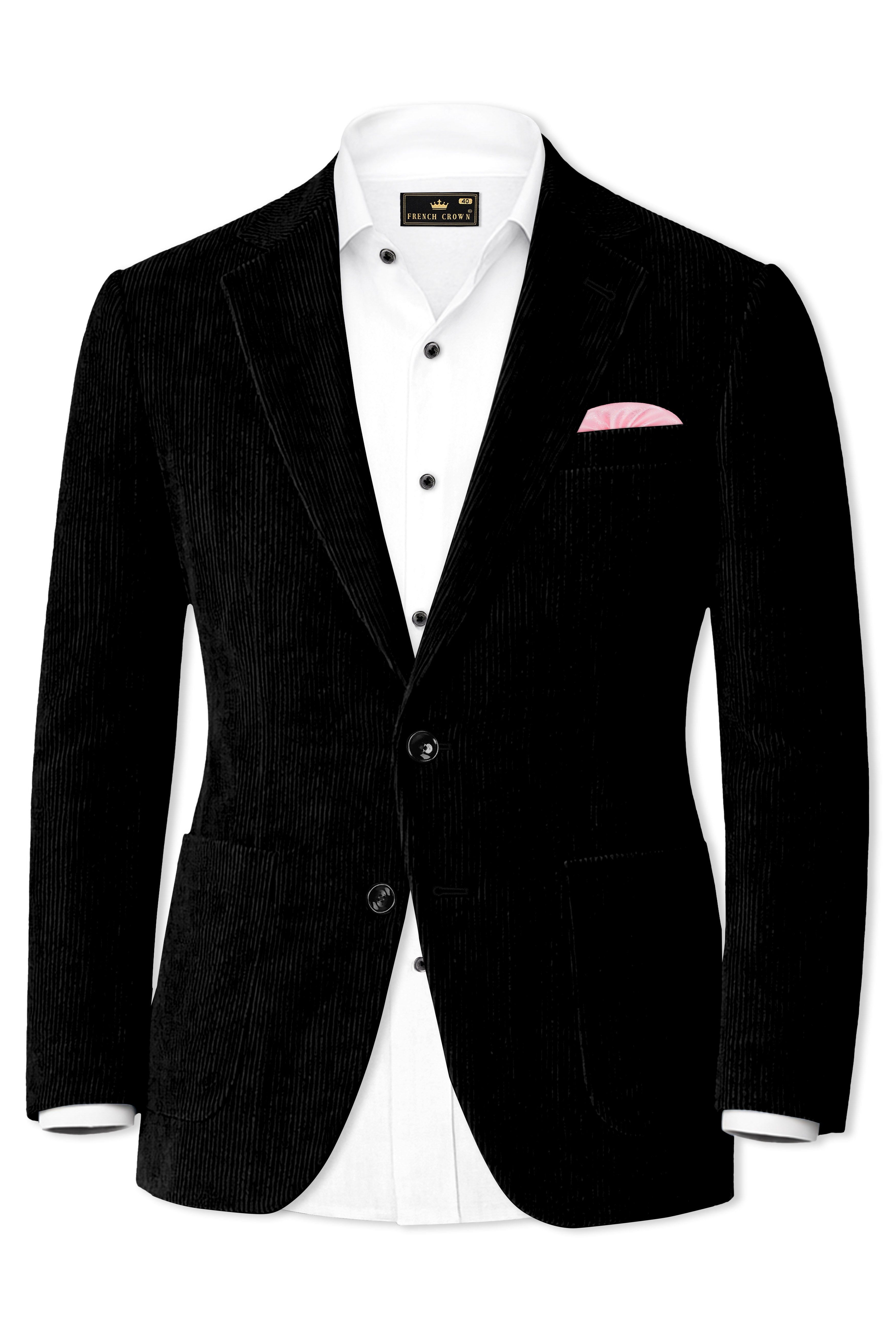 Jadenzo-Jade Black Corduroy Premium Single Breasted Sports Blazer