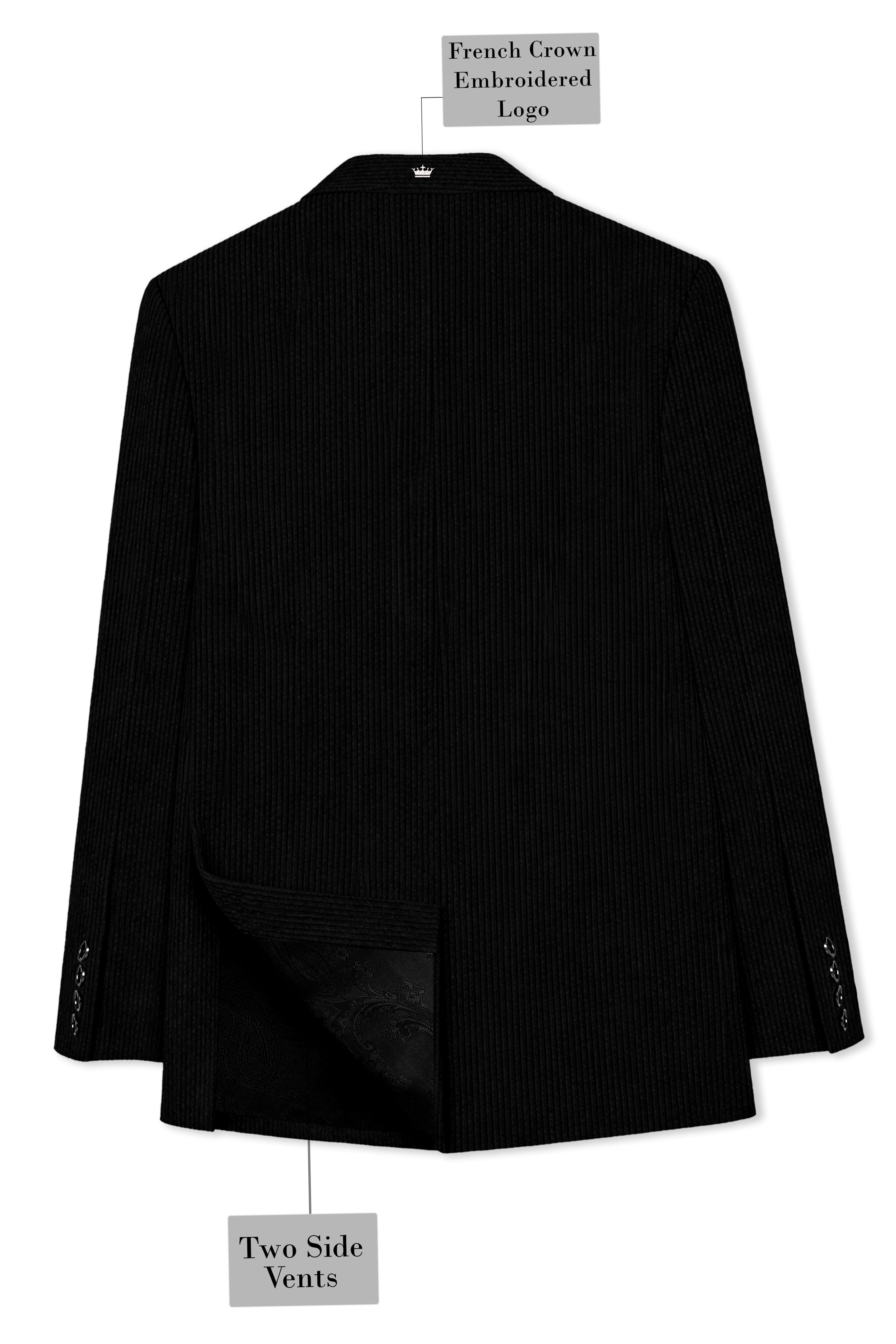 Jadenzo-Jade Black Corduroy Premium Single Breasted Sports Blazer