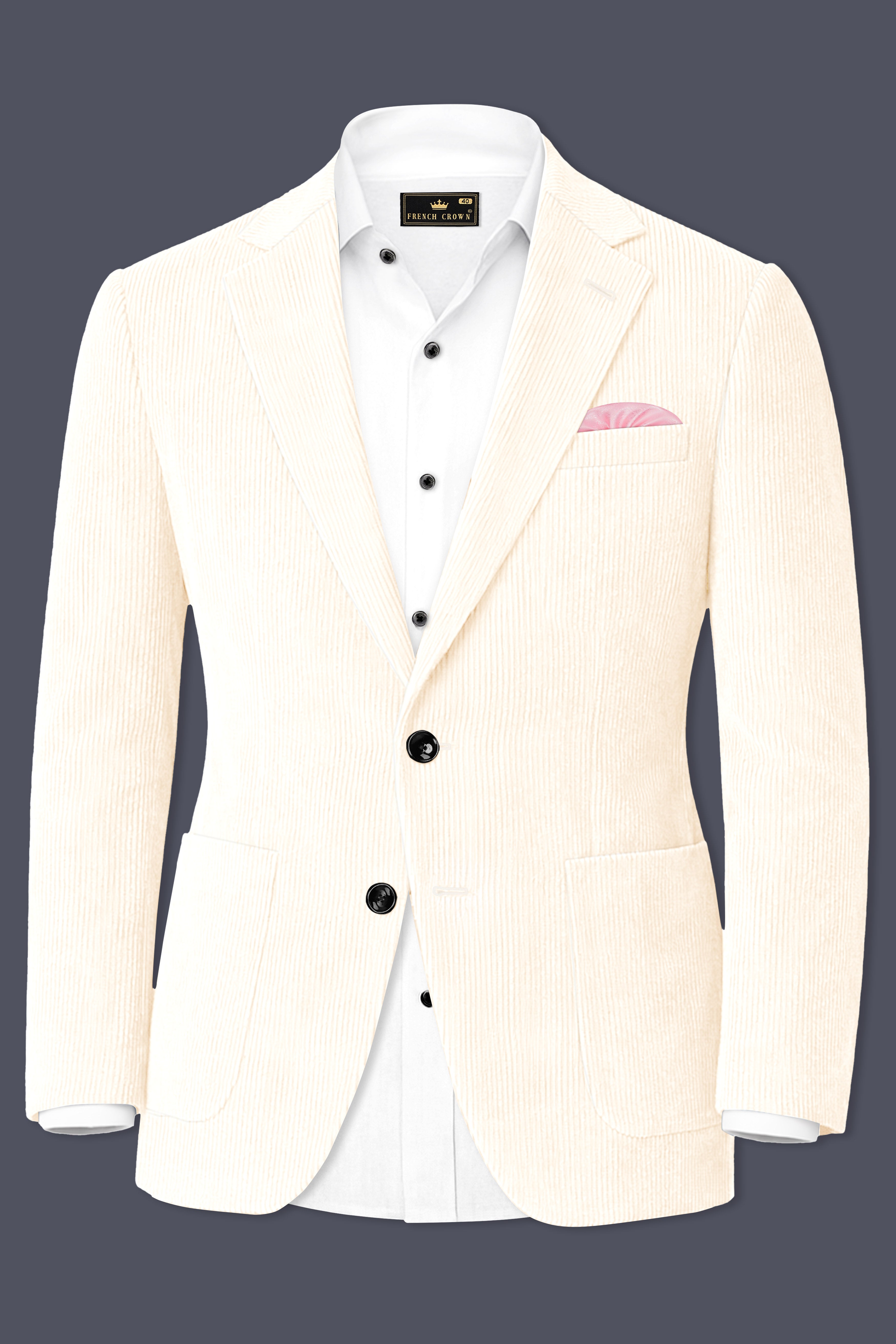 Ivoro-Swizzle Cream Corduroy Premium Single Breasted Sports Blazer