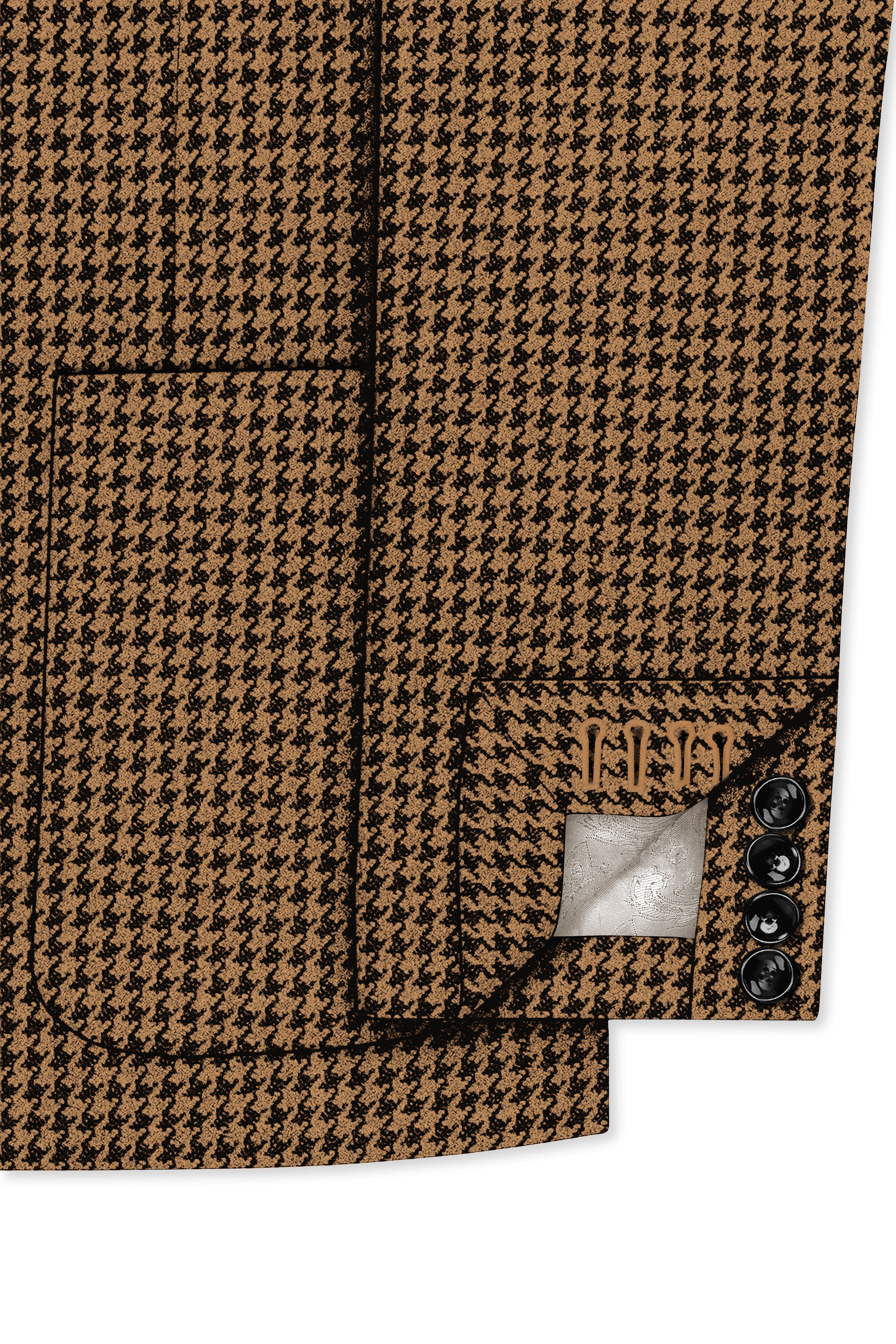 Regalis-Rope Brown Classic Houndstooth Textured Tweed Single Breasted Sports Blazer