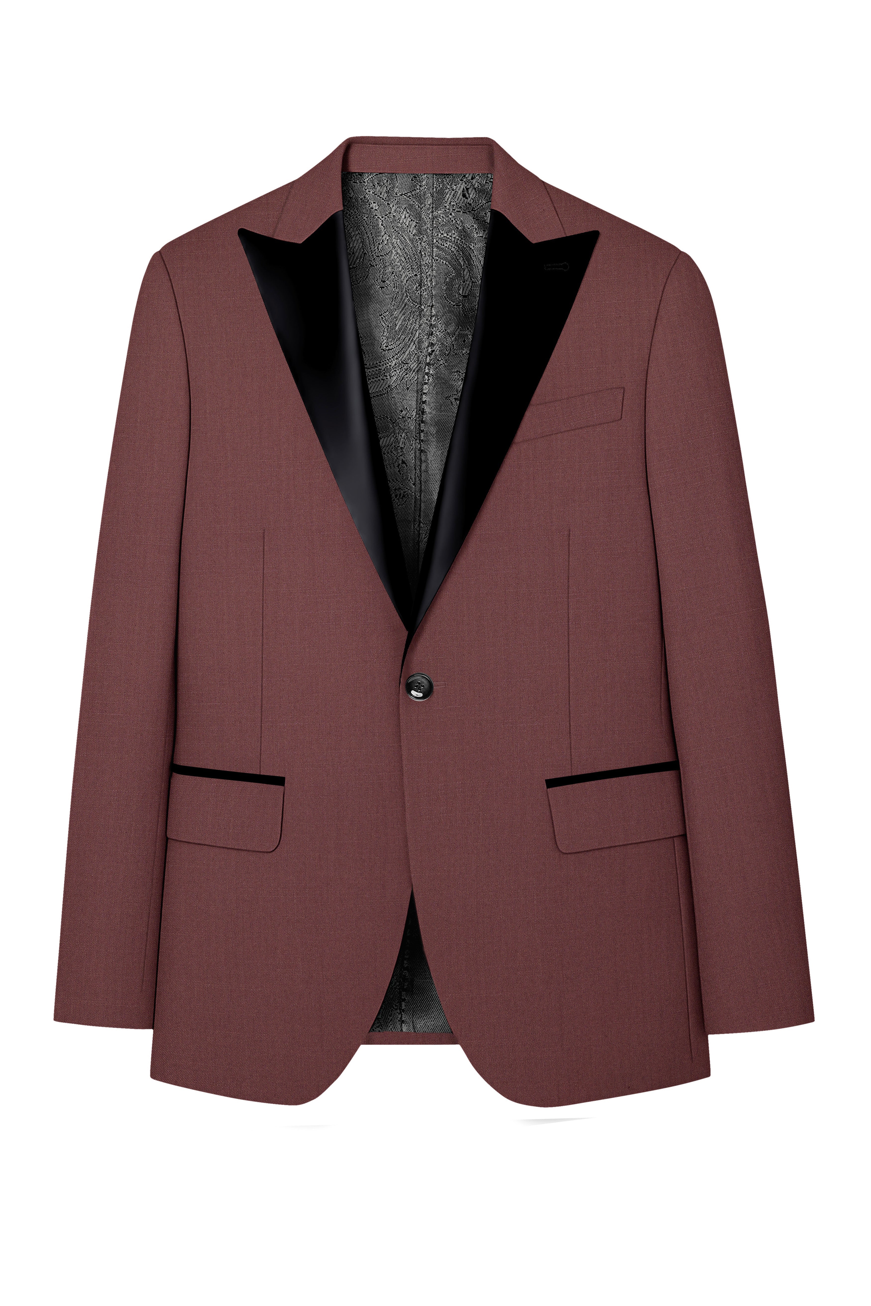 Heritage-Finch Maroon Wool Rich Peak Lapel Tuxedo Slight Stretch Blazer