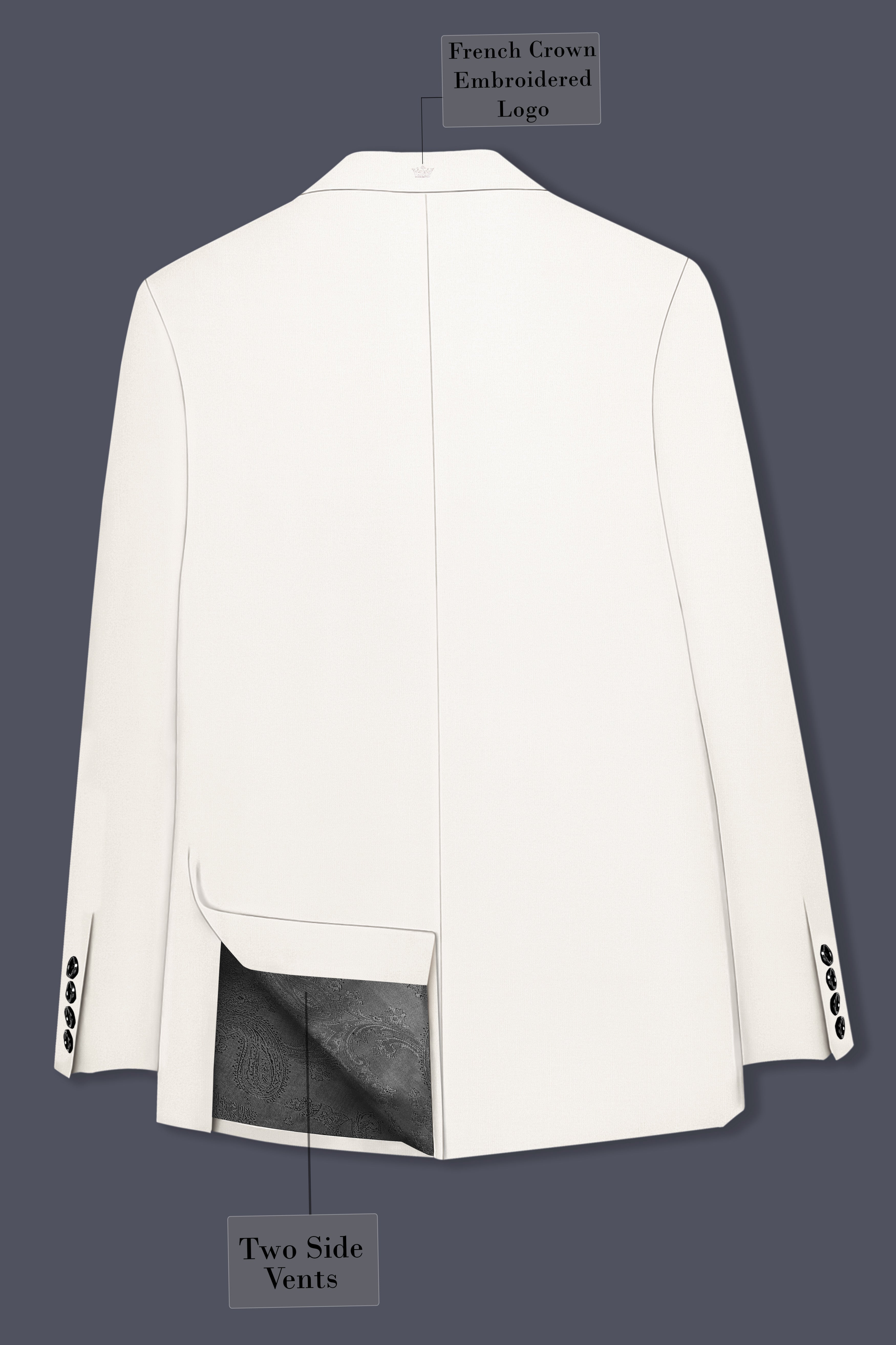 Ivory-Cararra Cream Wool Rich Peak Lapel Tuxedo Slight Stretch Blazer
