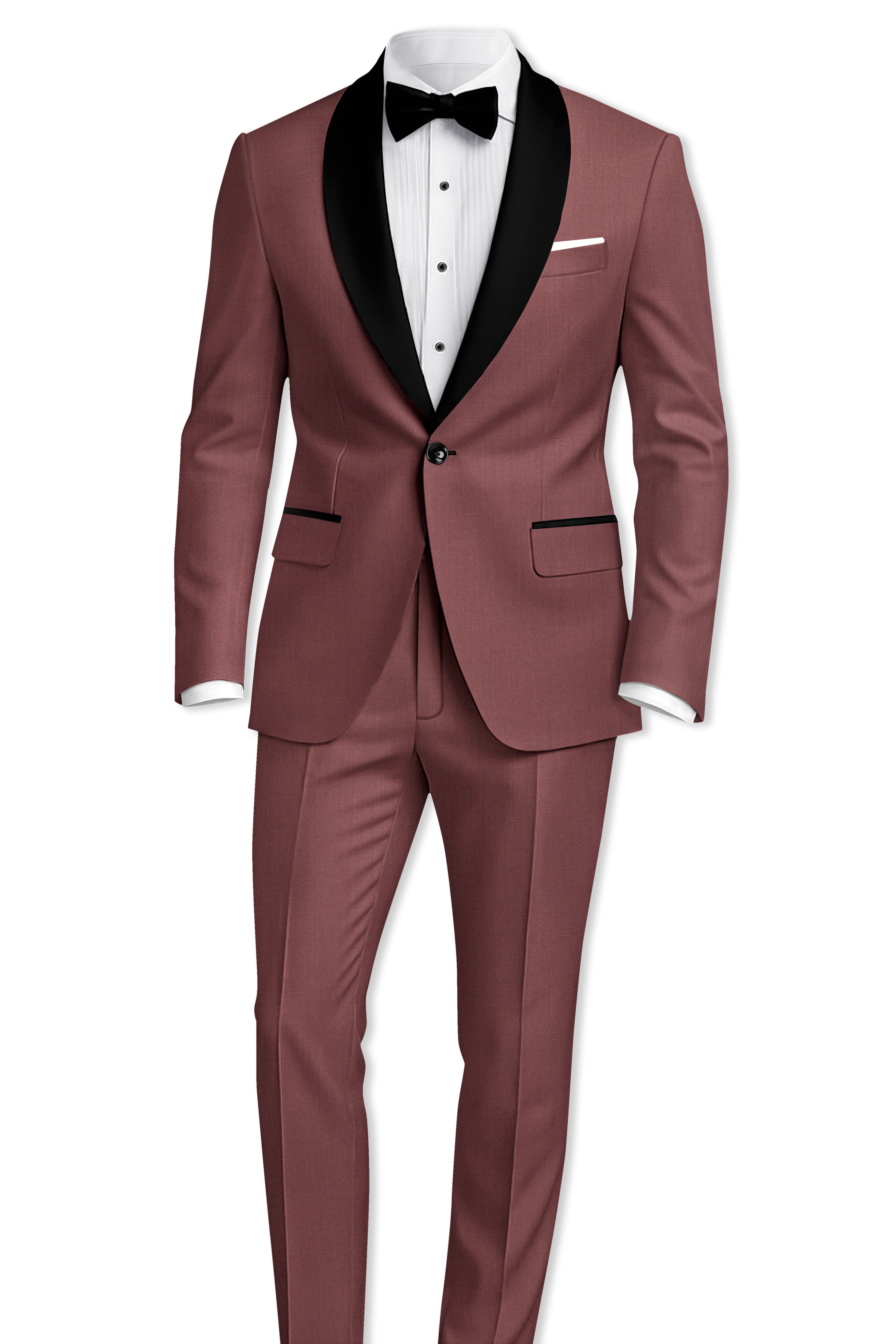 Heritage-Finch Maroon Wool Rich Tuxedo Slight Stretch Blazer