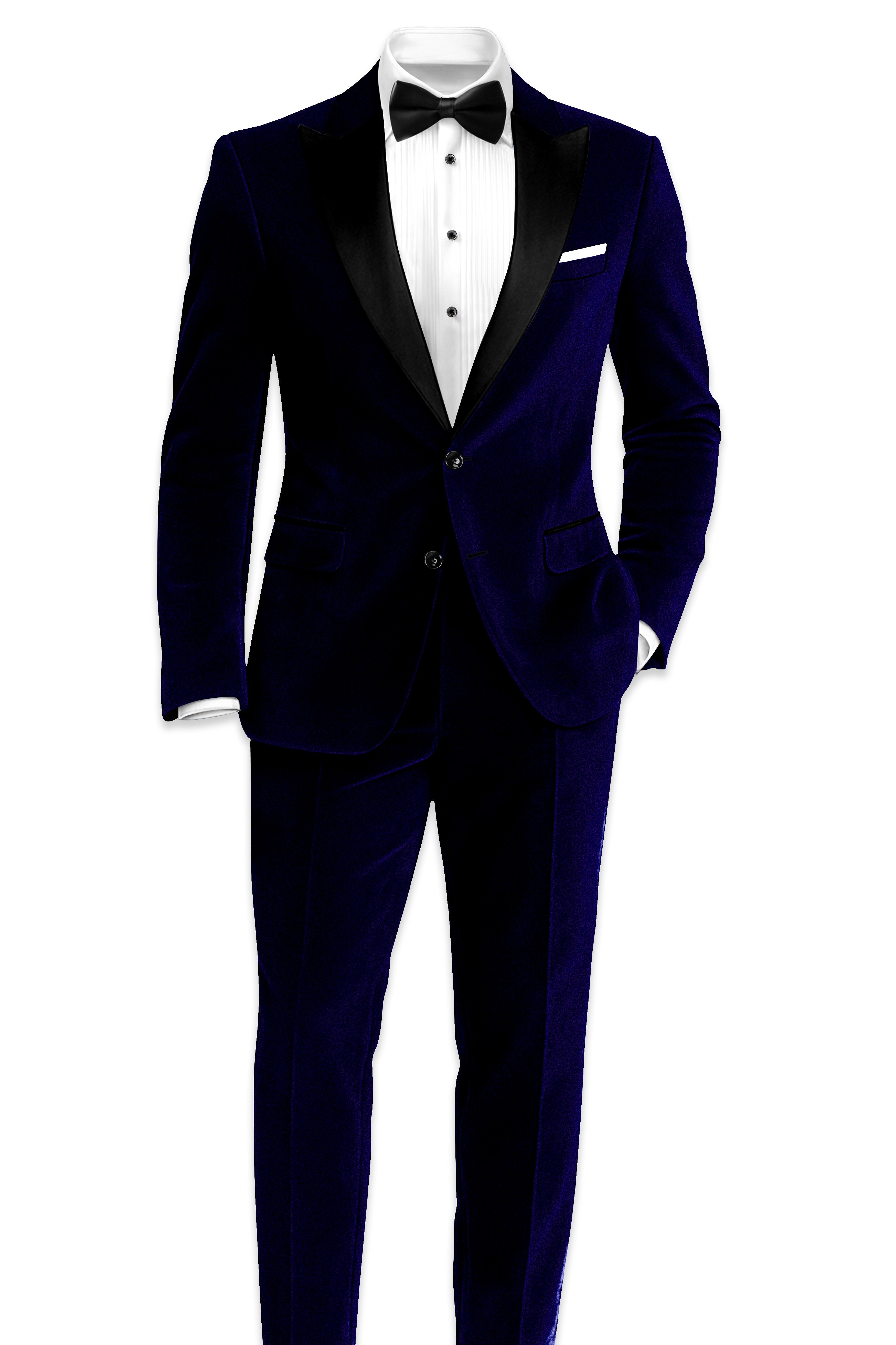 Aether-Stratos Blue Velvet Peak Lapel Tuxedo Blazer