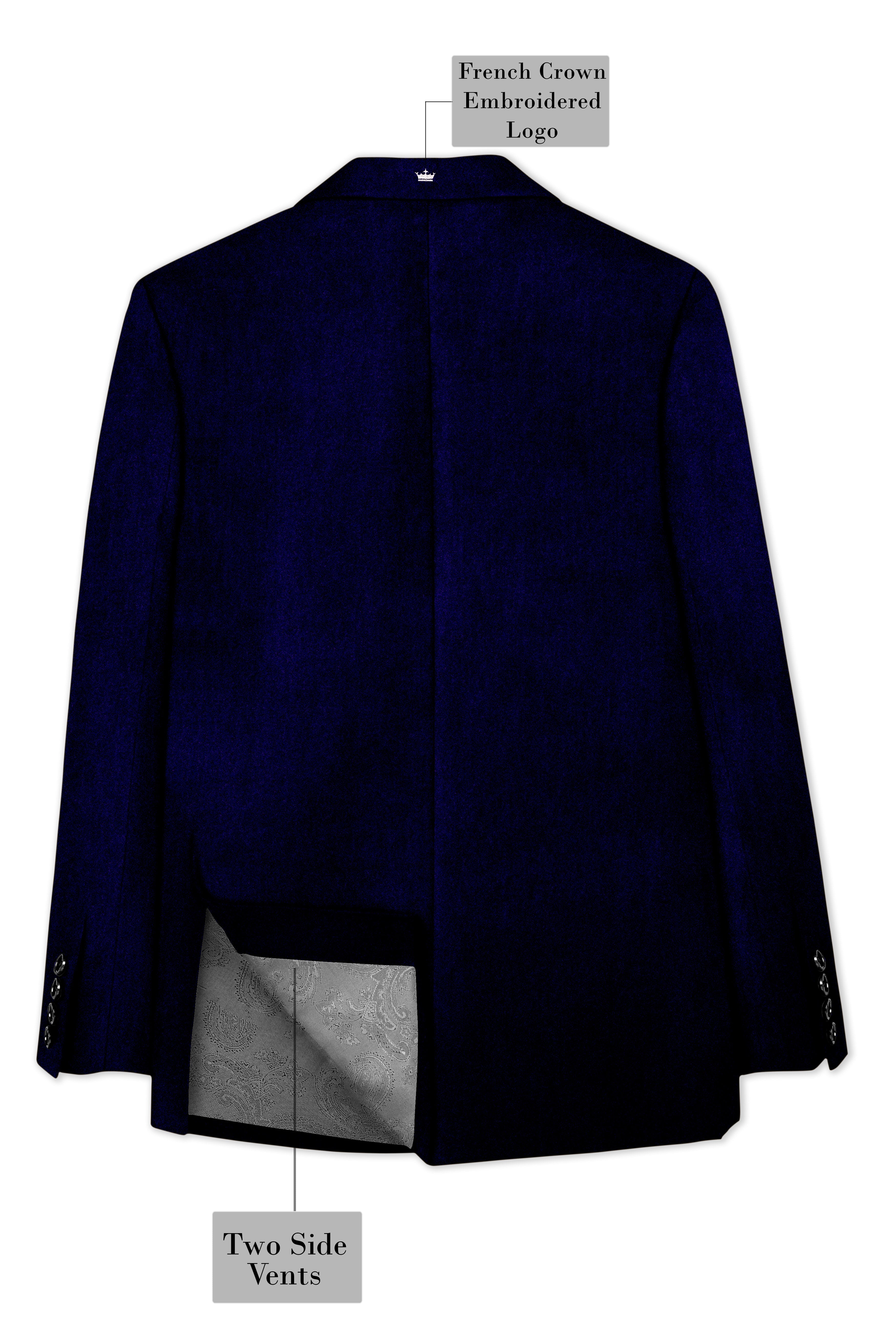 Aether-Stratos Blue Velvet Peak Lapel Tuxedo Blazer