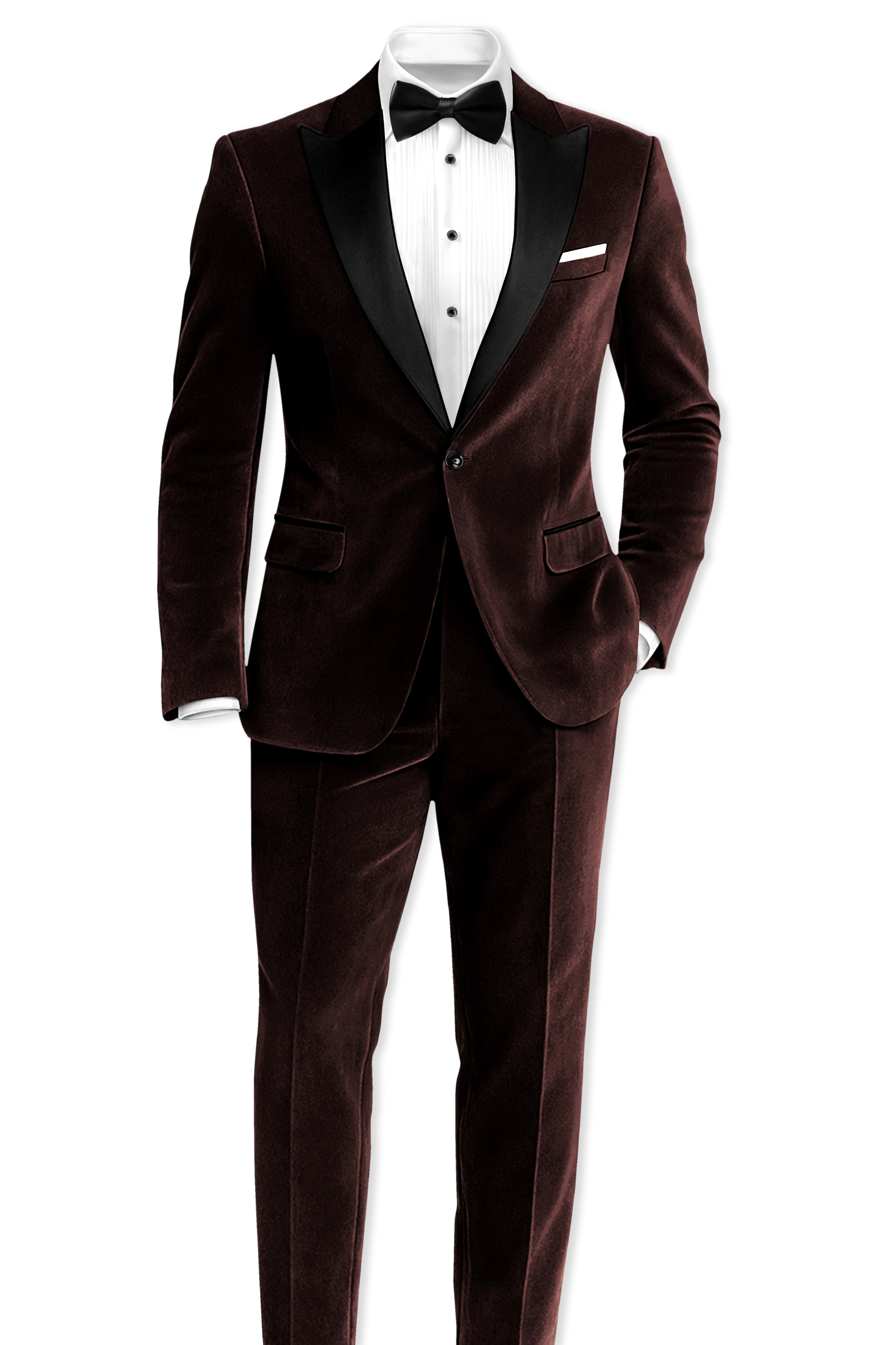 Imperial-Acadia Brown Velvet Peak Lapel Tuxedo Blazer